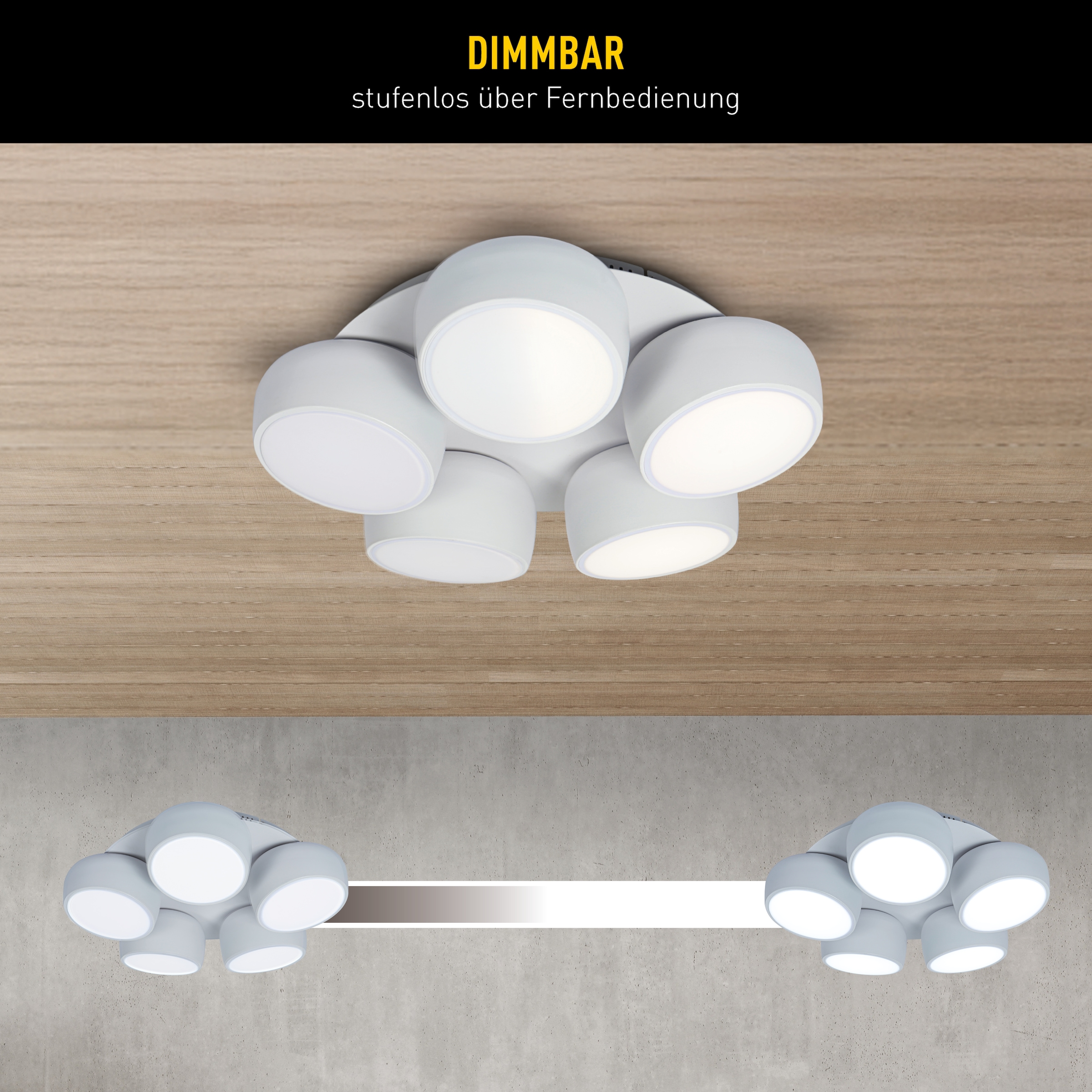 näve LED Deckenleuchte »Eliora« LED-Modul 1 Stk. warmweiß - kaltweiß LED, dimmbar, CCT, Memory, Nachtlicht, Funkfernbedienung, weiß