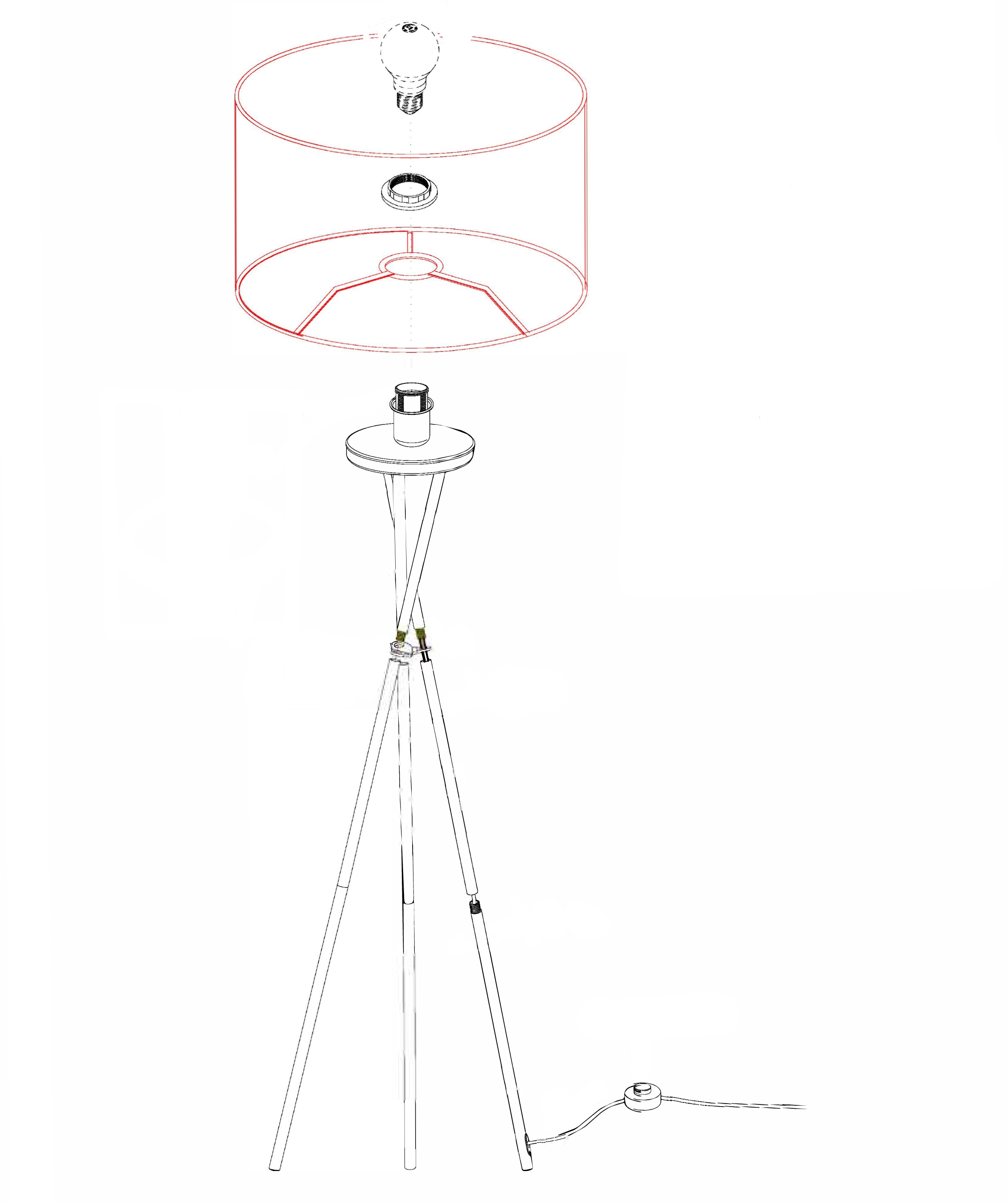 EGLO Stehlampe »FONDACHELLI«, 1 flammig, Leuchtmittel E27 | ohne Leuchtmittel, weiß nickel / Ø51 x H151,5 cm / Hochwertige Stehlampe