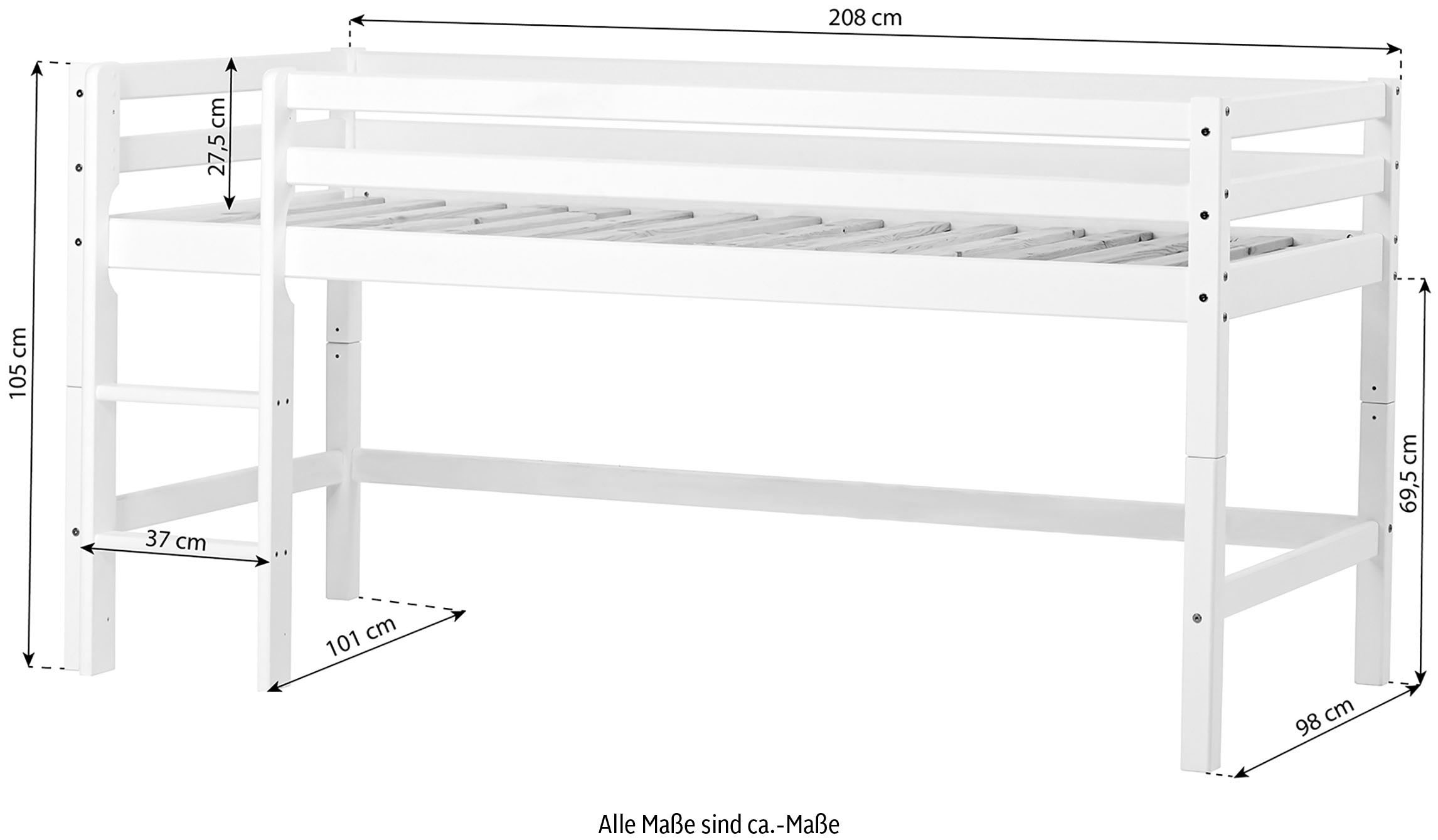 Hoppekids Hochbett »ECO Dream MY COLOR«, 90x200, umbaubar in Einzelbett