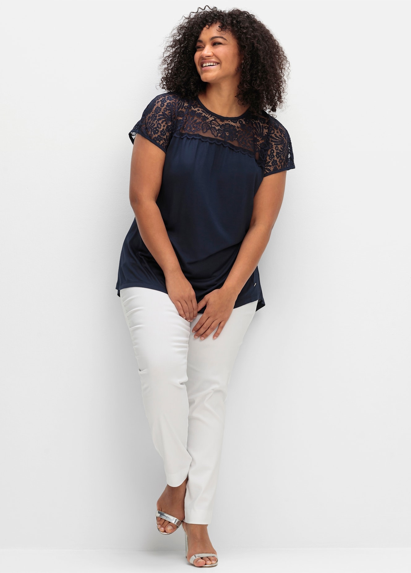 Sheego Spitzenshirt "Spitzenshirt", 1 Stk. günstig online kaufen