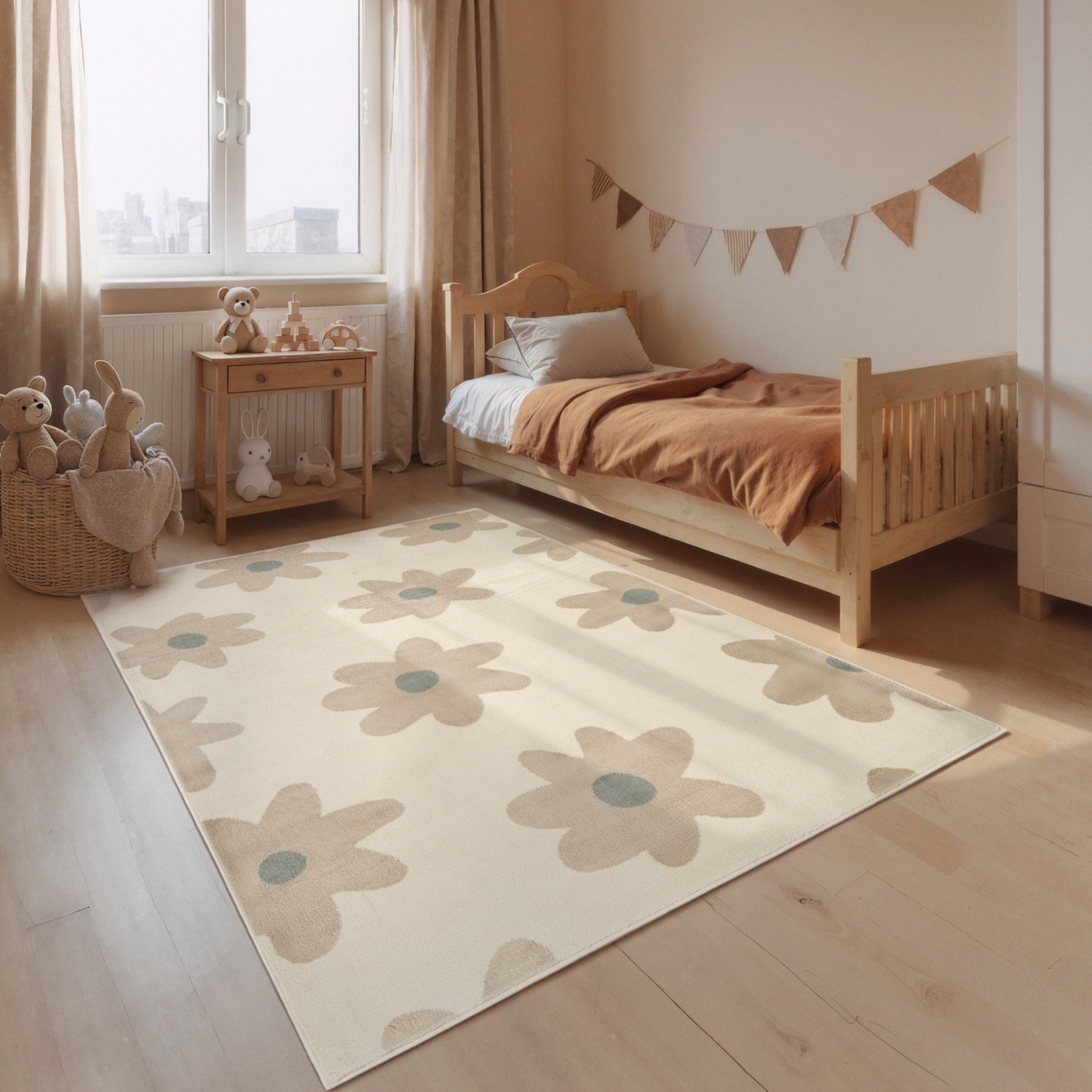 Kinderteppich HANSE HOME "Bloomy", creme multifarben, B:160cm H:10mm L:235cm, Polypropylen, Teppiche, Kinderteppich, Pflegeleicht, Weich, Kinderzimmer, Spielteppich, Spielunterlage