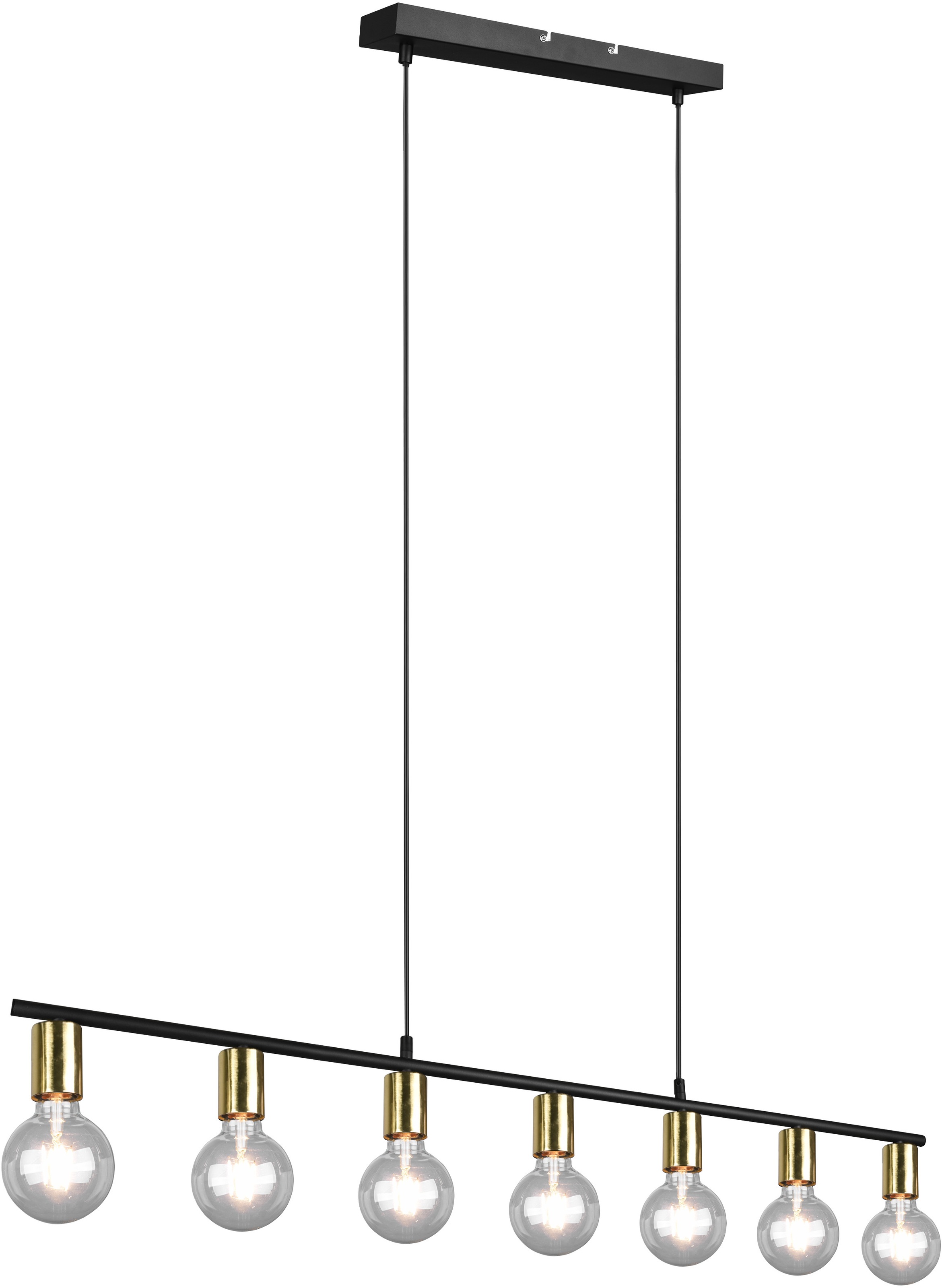 TRIO Leuchten Pendelleuchte VANNES, Hängelampe 7-flammig, E27, 1 St., E27-Leuchtmittel frei wählbar, ideal für Küche und Wohnbereich, Abhängung 150cm