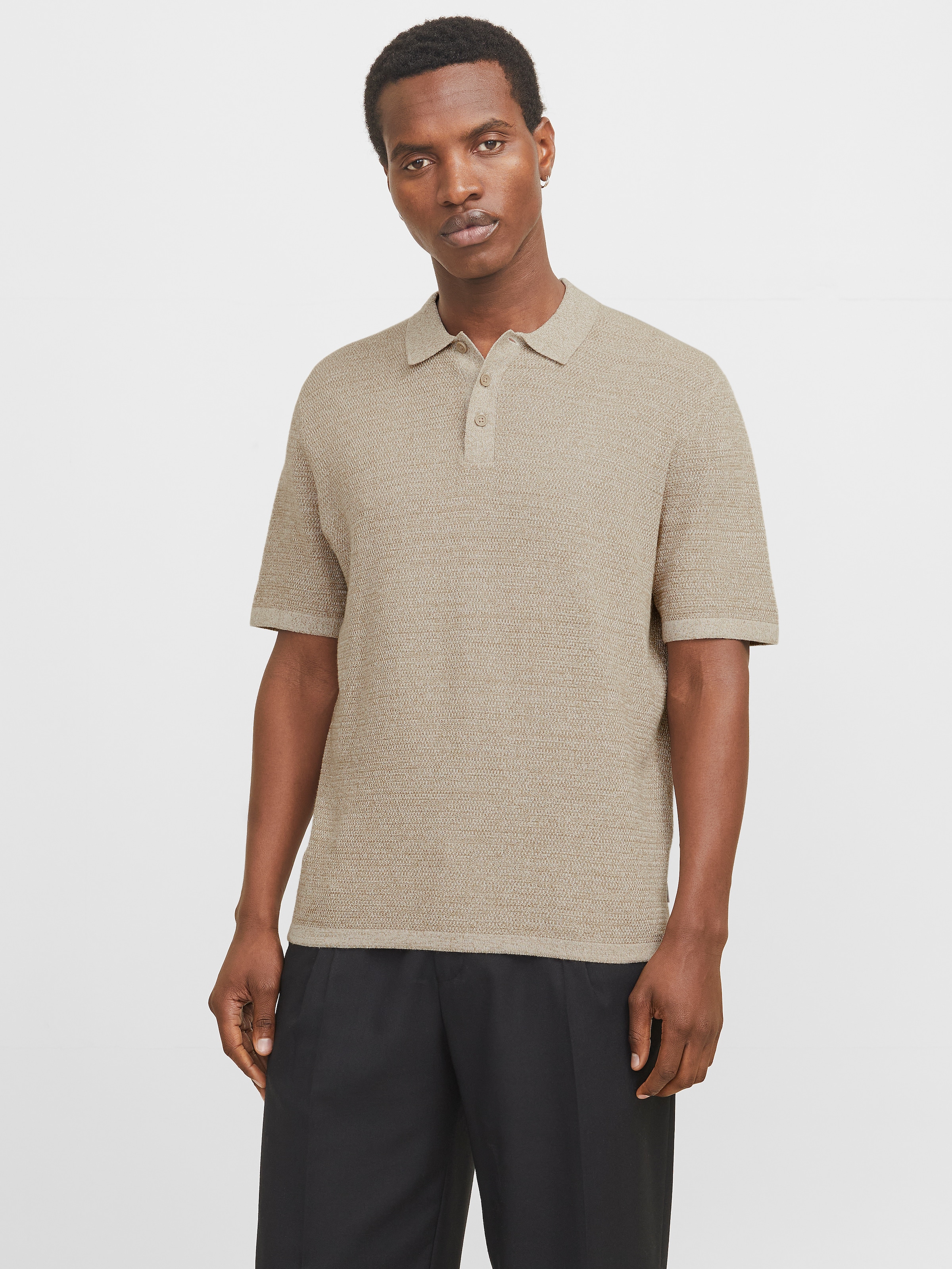 Jack & Jones Kurzarmpullover "JJEGEORGE KNIT POLO SS SN", mit Polo Kragen