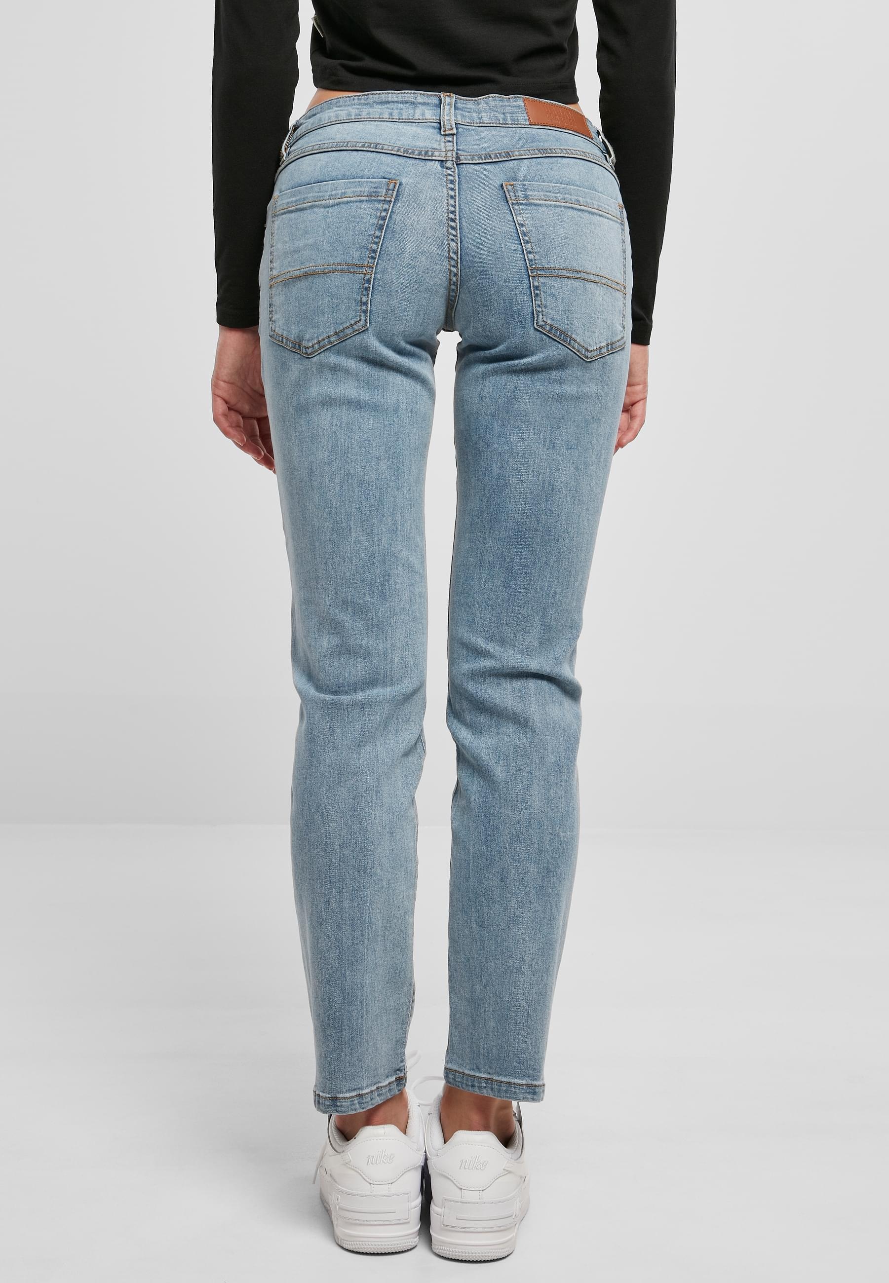 URBAN CLASSICS Bequeme Jeans »Urban Classics Damen Ladies Low Waist Straight Denim Pants«, (1 tlg.)