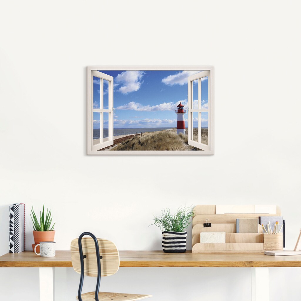 Artland Wandbild »Fensterblick - Leuchtturm Sylt«, Fensterblick, (1 St.)