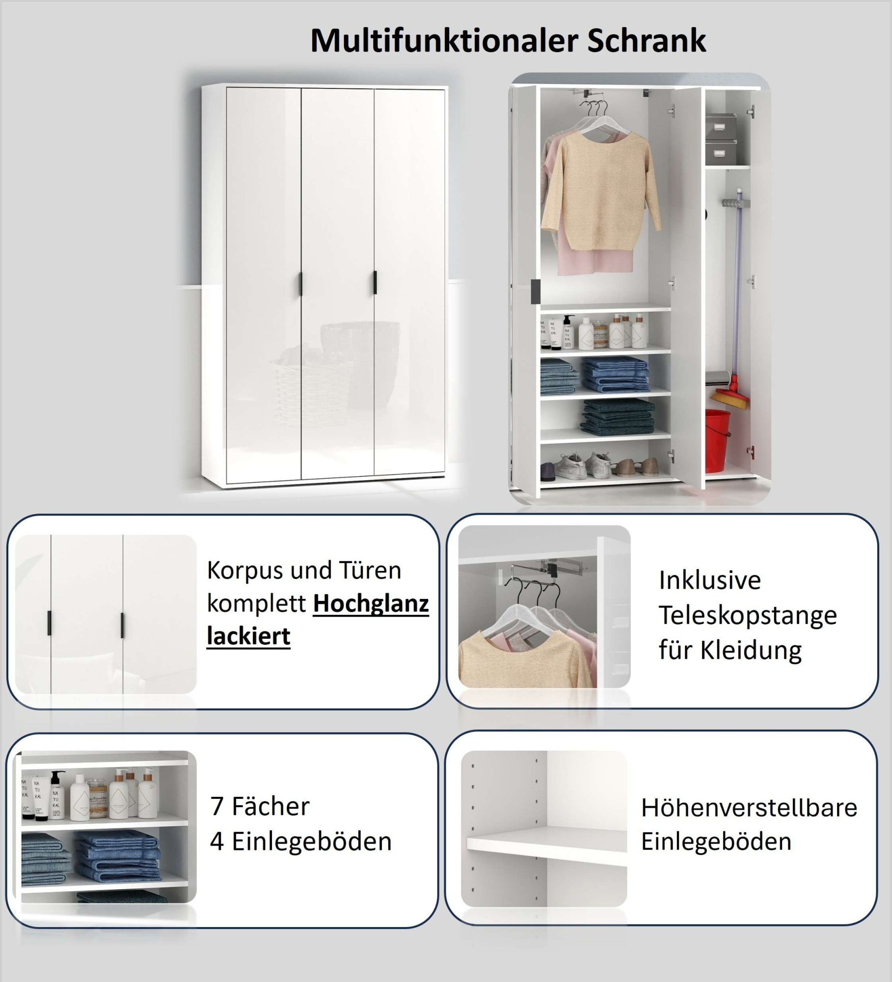 INOSIGN Mehrzweckschrank »Stauraumschrank , Breite 107 cm , Höhe 178 cm« 1 Stk. tlg.