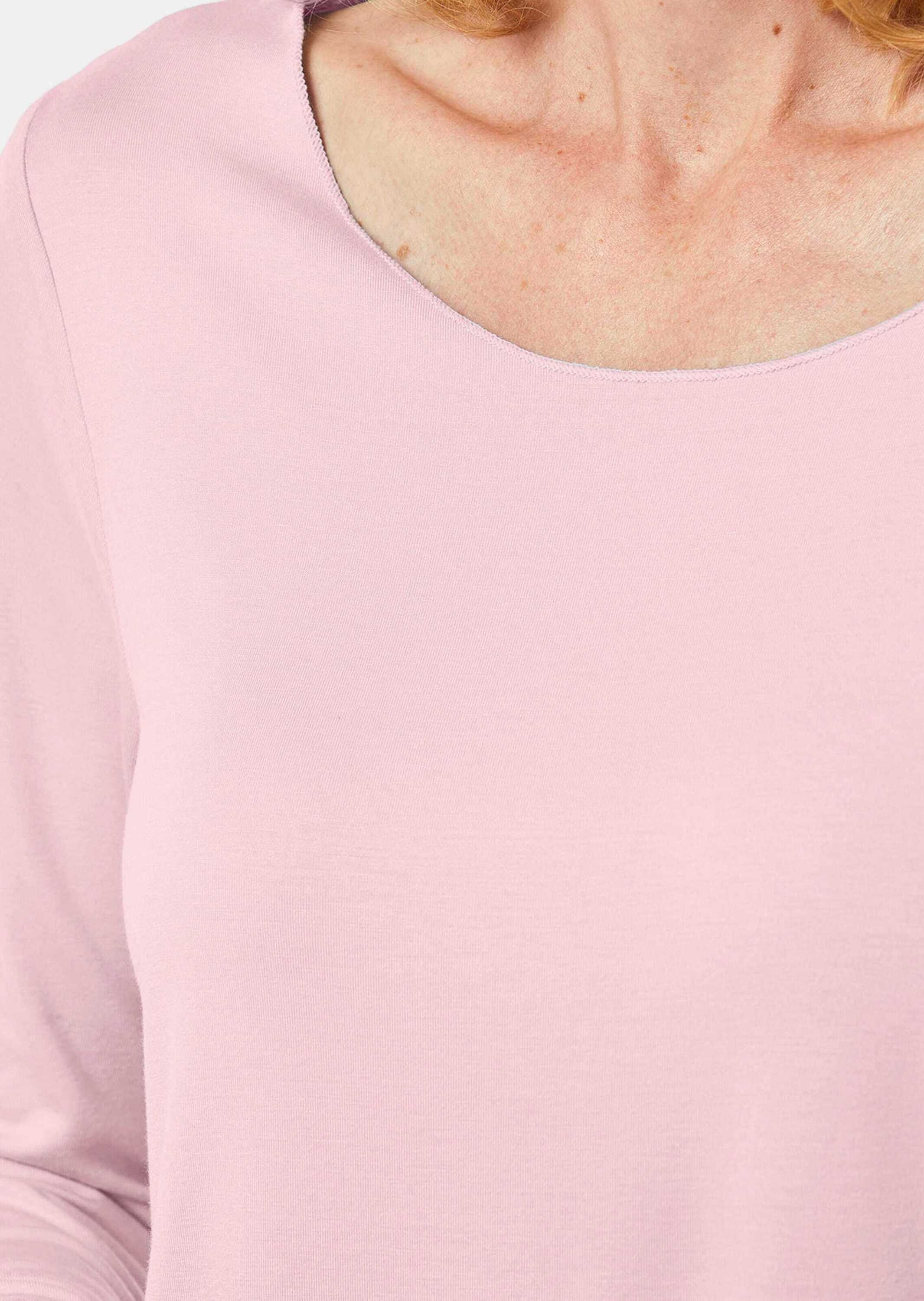 GOLDNER Longpullover »Rundhalsshirt Kombistarkes Langarmshirt mit tonaler Zierkante«