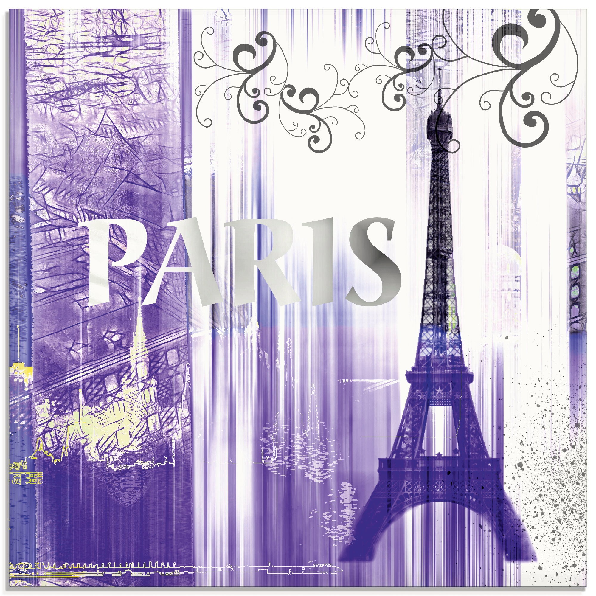 Artland St.), BAUR »Paris Größen verschiedenen in Skyline Glasbild Gebäude, Collage bestellen (1 | II«,
