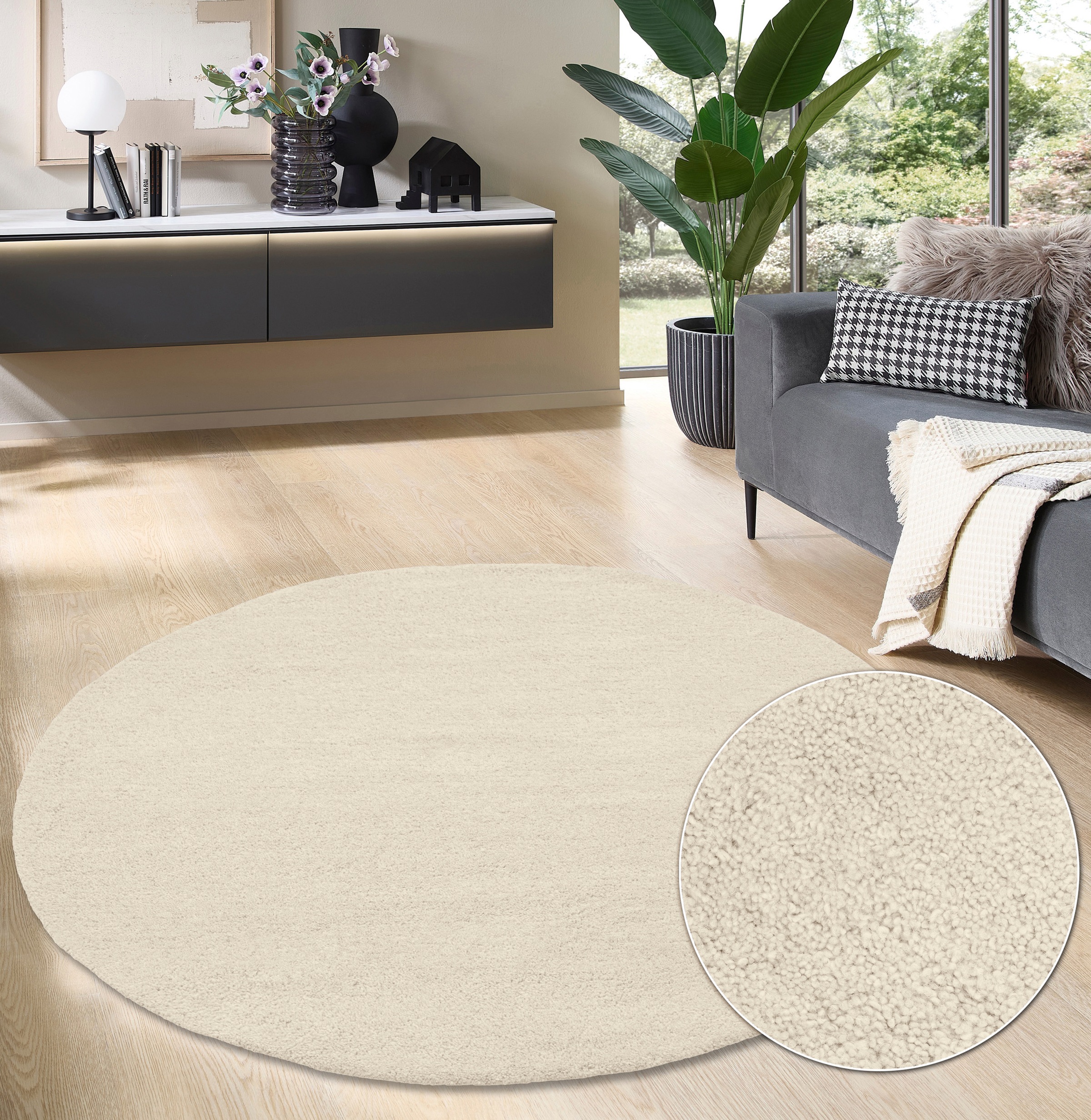 THEKO Wollteppich "Gabbeh Uni, Handgefertigt, Teppich, meliert, reine Wolle günstig online kaufen