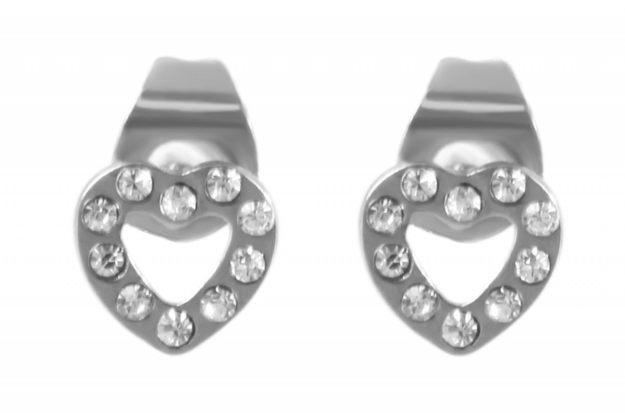 Adelia's Heart Stainless Steel Stud Earrings Silver 2