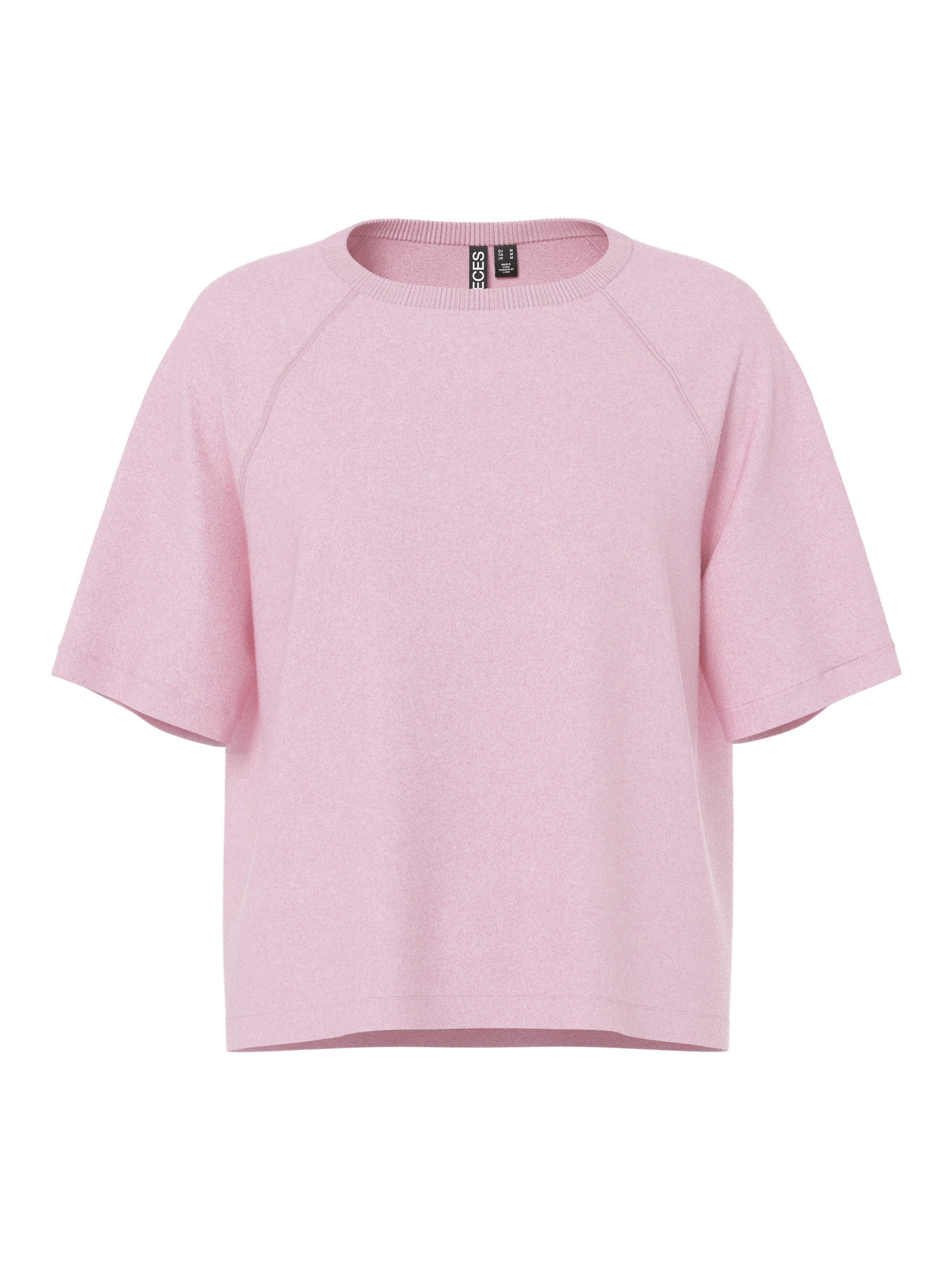 pieces Kurzarmpullover »PCBREE SS O-NECK KNIT NOOS BC« Materialmix, regular fit