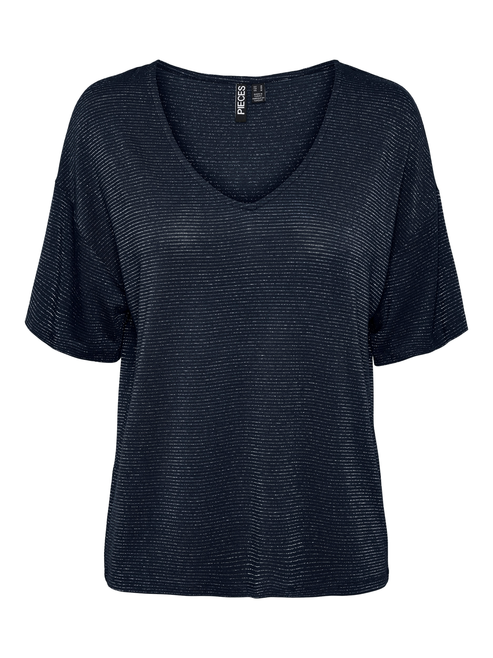 TEE für bestellen »PCBILLO BAUR pieces NOOS« STRIPES V-Shirt OVERSIZED LUREX |