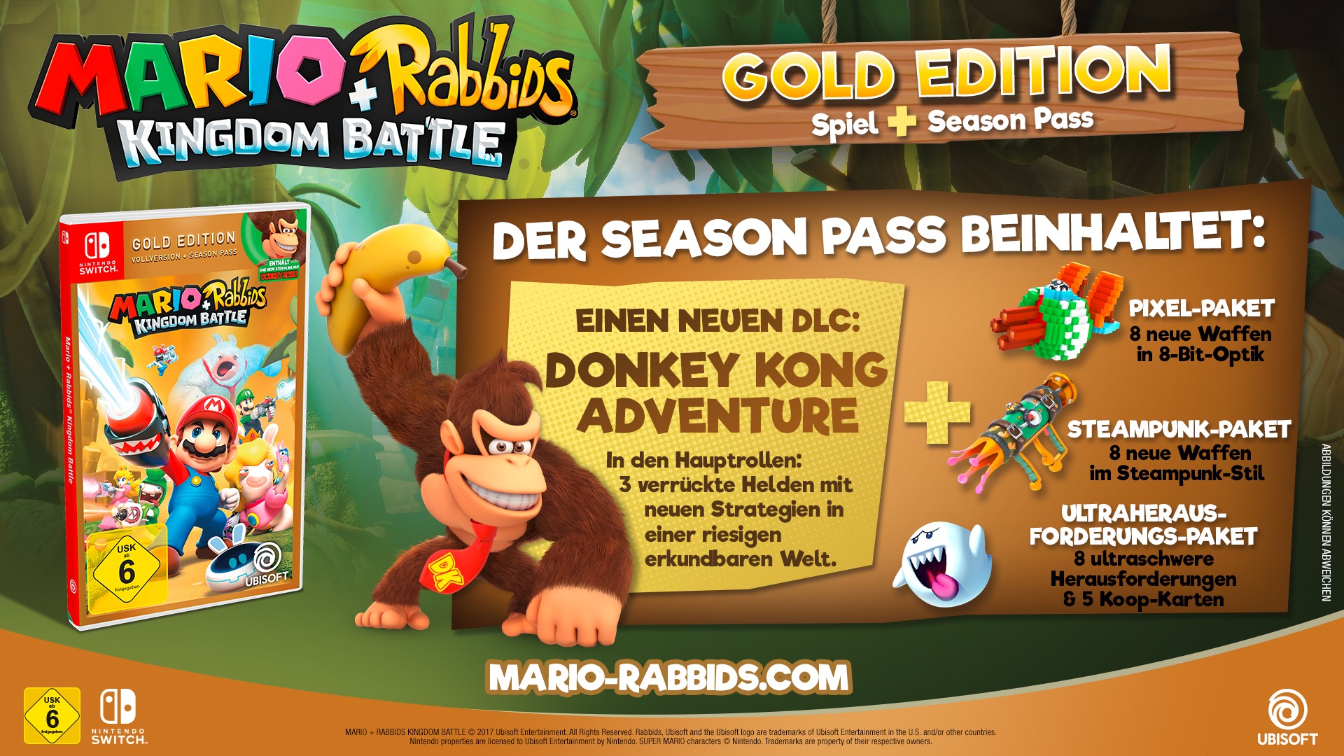 UBISOFT Spielesoftware »Mario & Rabbids Kingdom Battle Gold Edition«, Nintendo Switch, Code in a Box