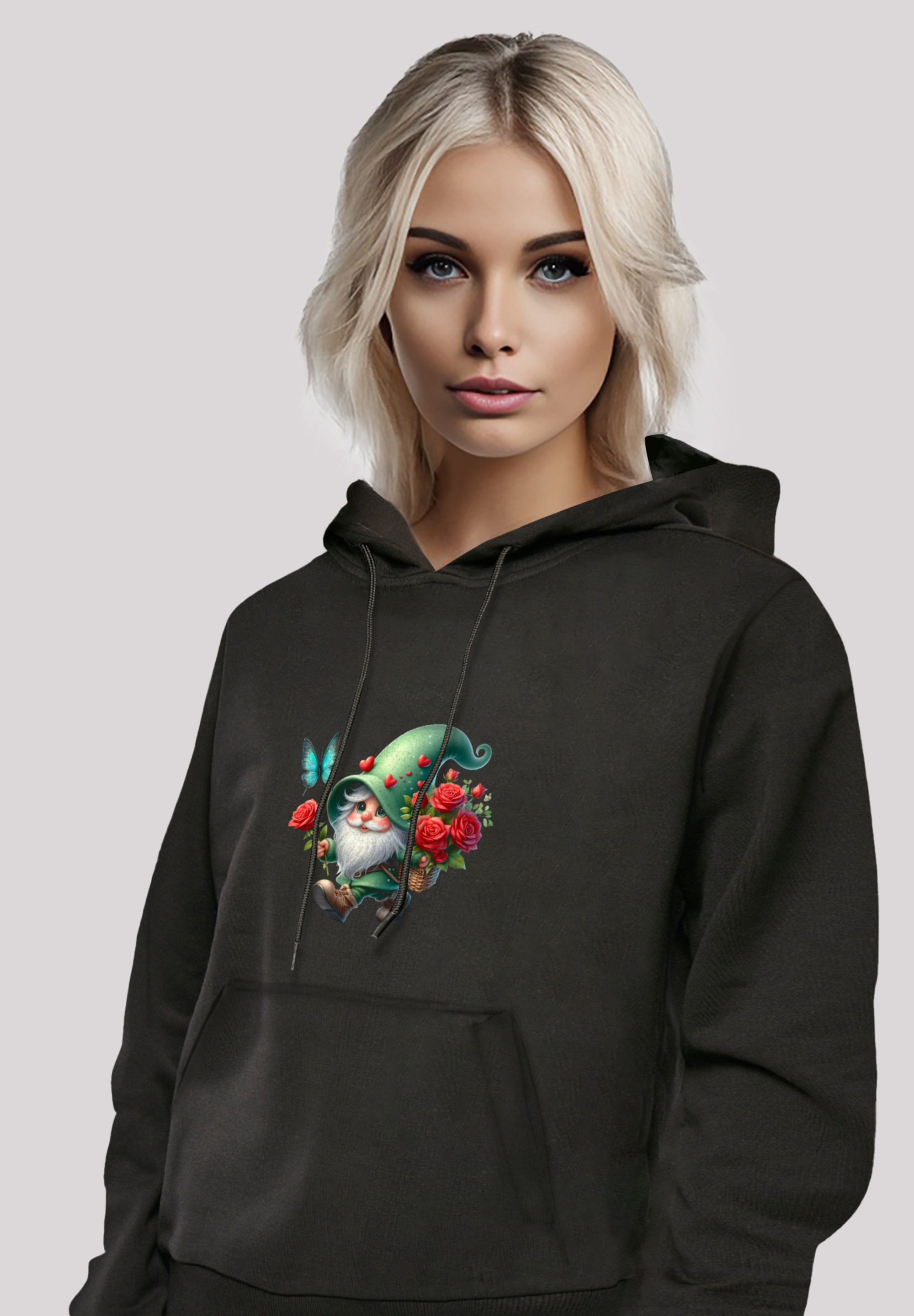 F4NT4STIC Kapuzenpullover »Gnom Frühling Blumen Schmetterling«, Premium Qualität