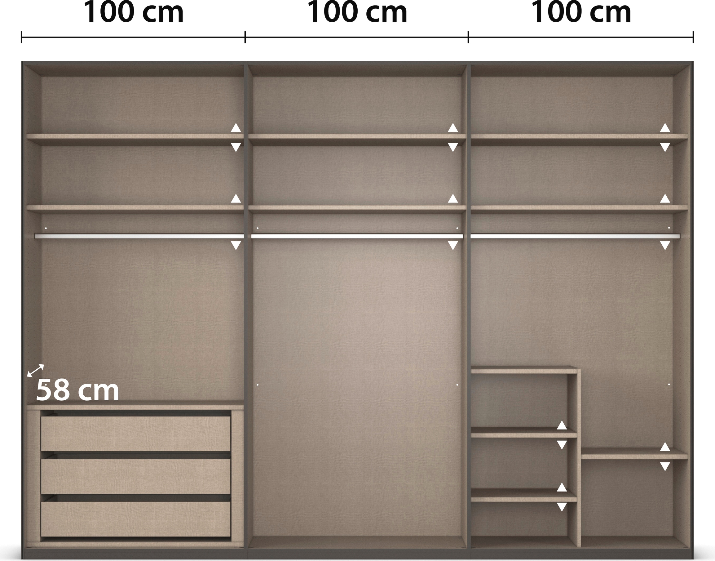 rauch Schwebetürenschrank »Kleiderschrank Schrank Garderobe Schlafzimmerschrank LUMIS«, (inkl. umfangreichem Zubehör), mit Glasrahmentüren aus transparentem Grauglas MADE IN GERMANY