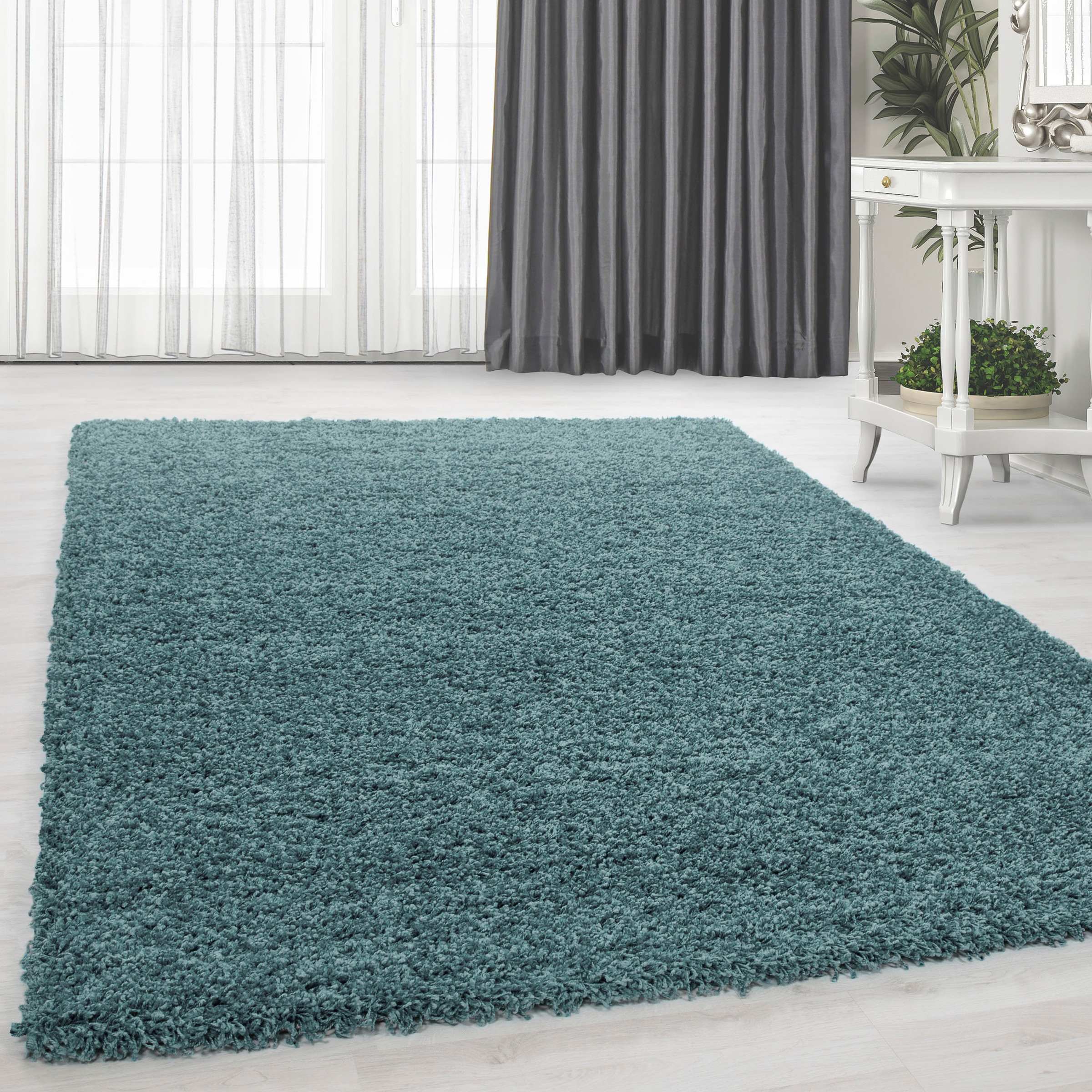 my home Hochflor-Teppich "Viva" rechteckig 45 mm Höhe Uni Farben, einfarbig günstig online kaufen