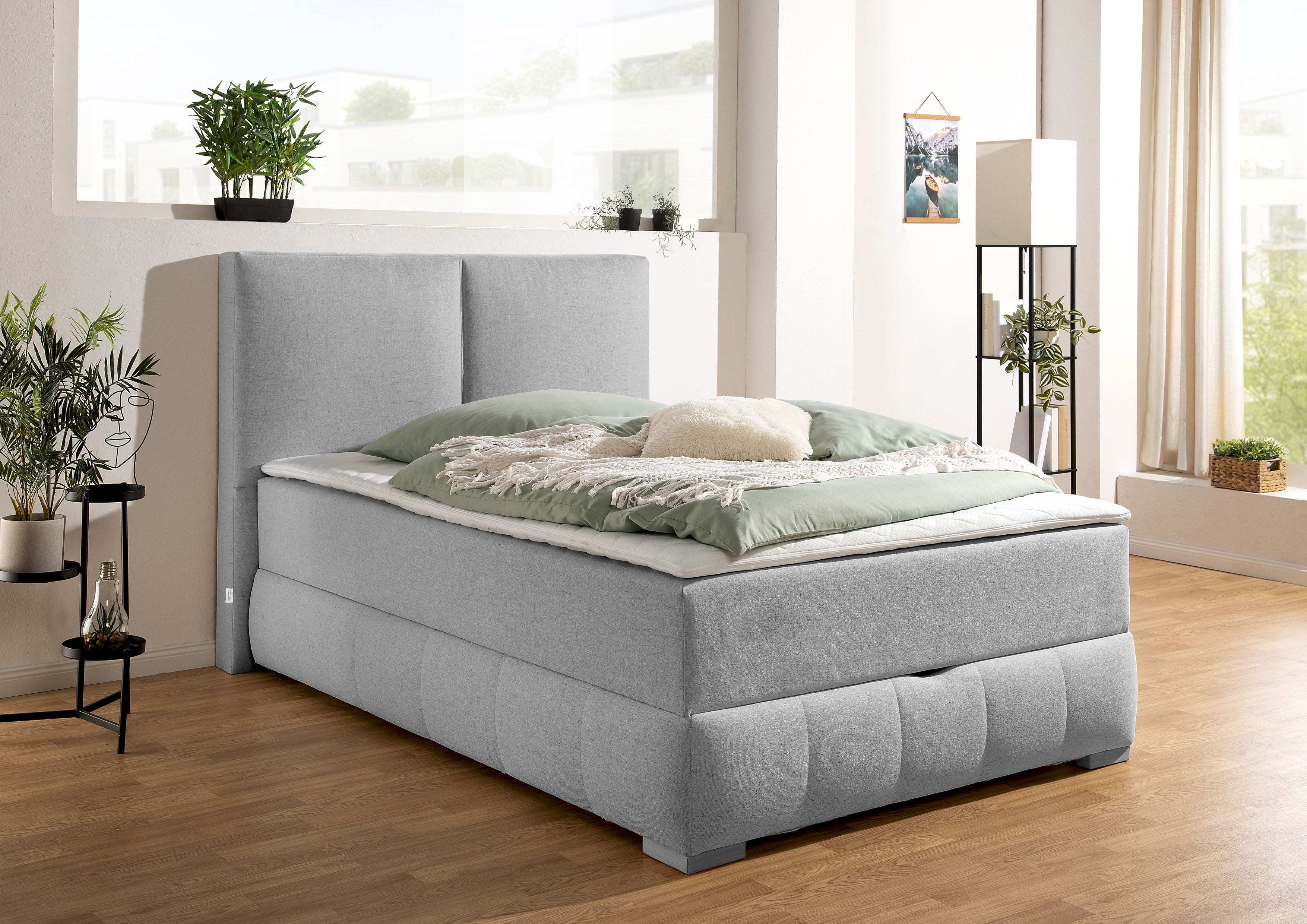 OTTO home Boxbett "Wehma mit Kopfteil inkl. Bettkasten" in H2, H3 & H4 wählbar, inklusive Topper