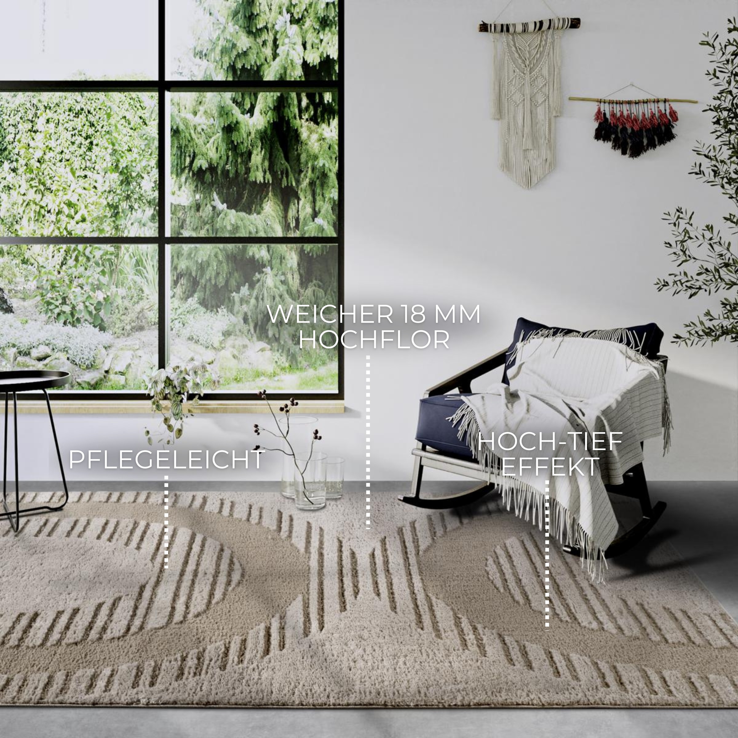 ELLE DECORATION Designteppich »Bartoux«, rechteckig, 18 mm Höhe, Hochflor, Shaggy, Läufer, weich, Langflor, modern, Hoch Tief Effekt