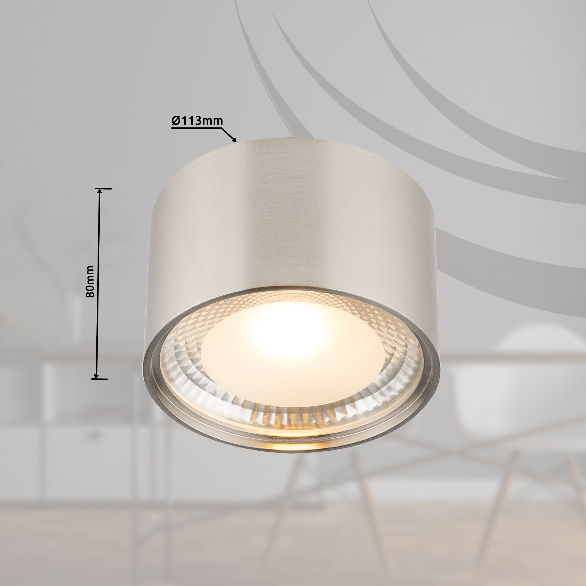 GLOBO LIGHTING LED Deckenleuchte »SERENA«, Leuchtmittel LED-Modul | LED fest integriert, Deckenlampe / Wohnbereich/ Nickel matt / rund / Aufbauleuchte