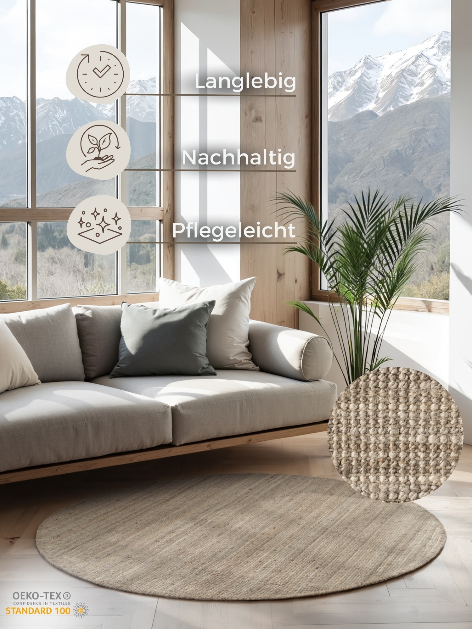 HANSE Home Teppich »Jaipur Juteteppich, als Läufer und in Rund«, rechteckig, 10 mm Höhe, 100% Naturfaser, Wohnzimmer, Esszimmer, Schlafzimmer, GRS
