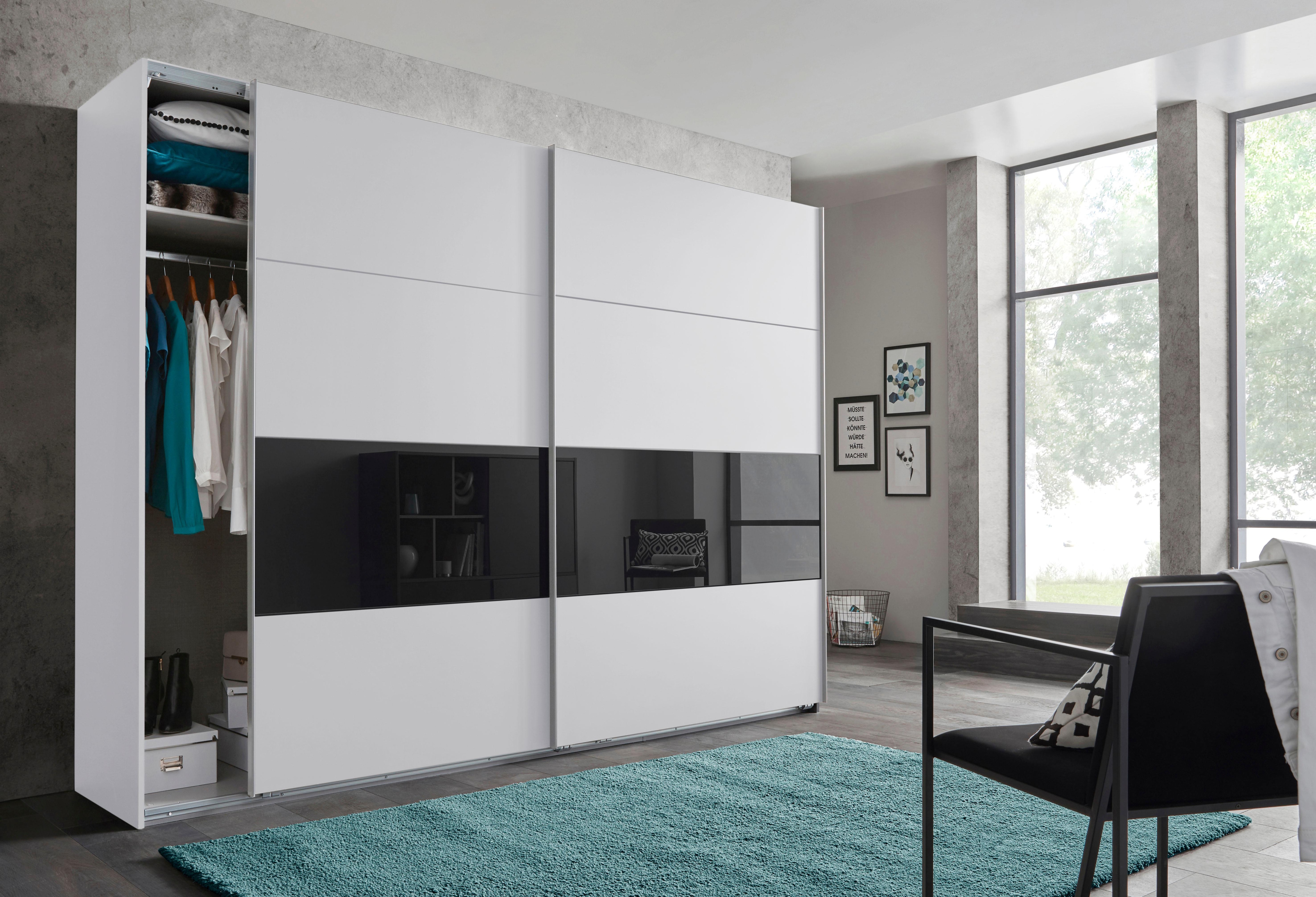 Wimex Schwebetürenschrank "Bramfeld Kleiderschrank" mit Glaselementen und zusätzlichen Einlegeböden