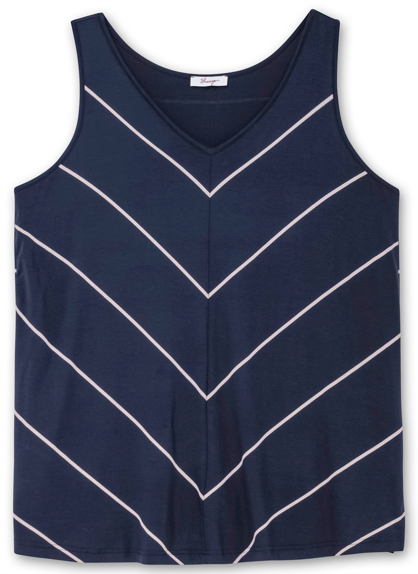 Sheego Shirttop Women's Top Dark Blue Striped Size 46 3