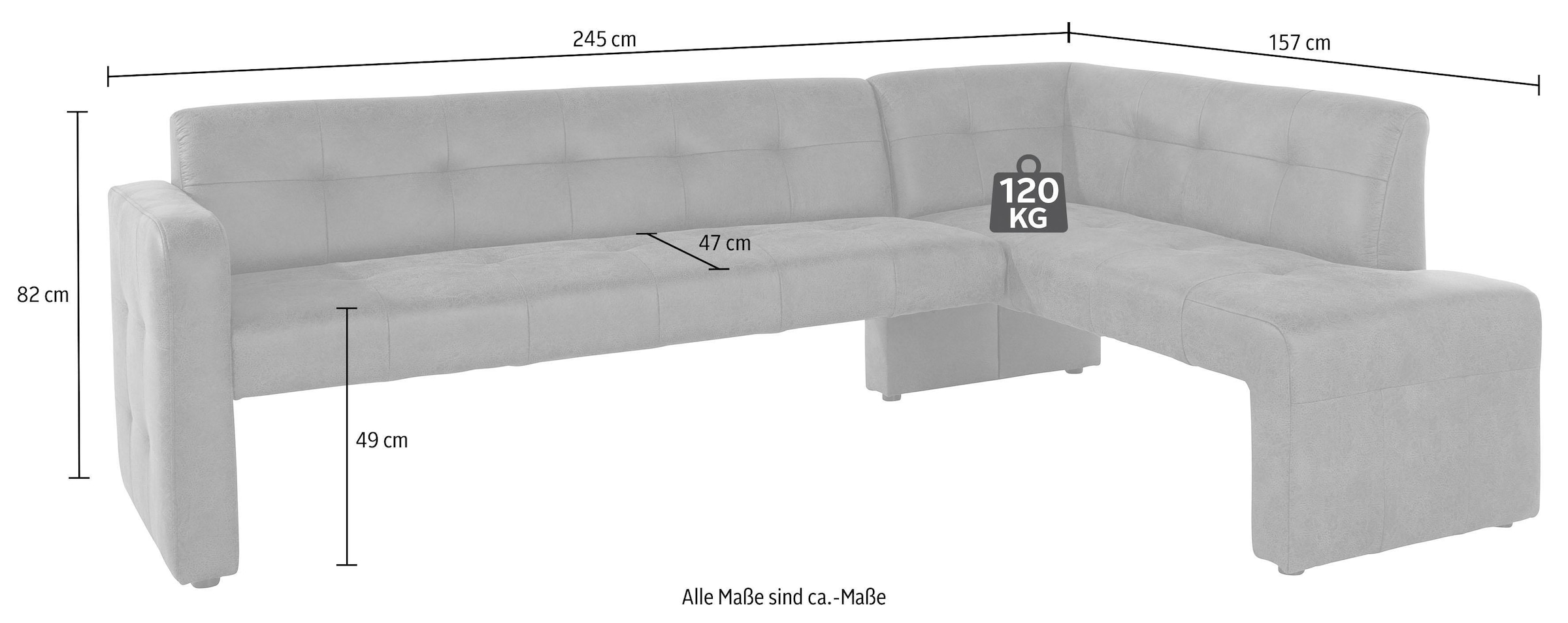 exxpo - sofa fashion Eckbank »Barista mit toller Detailverarbeitung, hohe Bodenfreiheit«, Komfortsitzhöhe 49cm, Frei im Raum stellbar