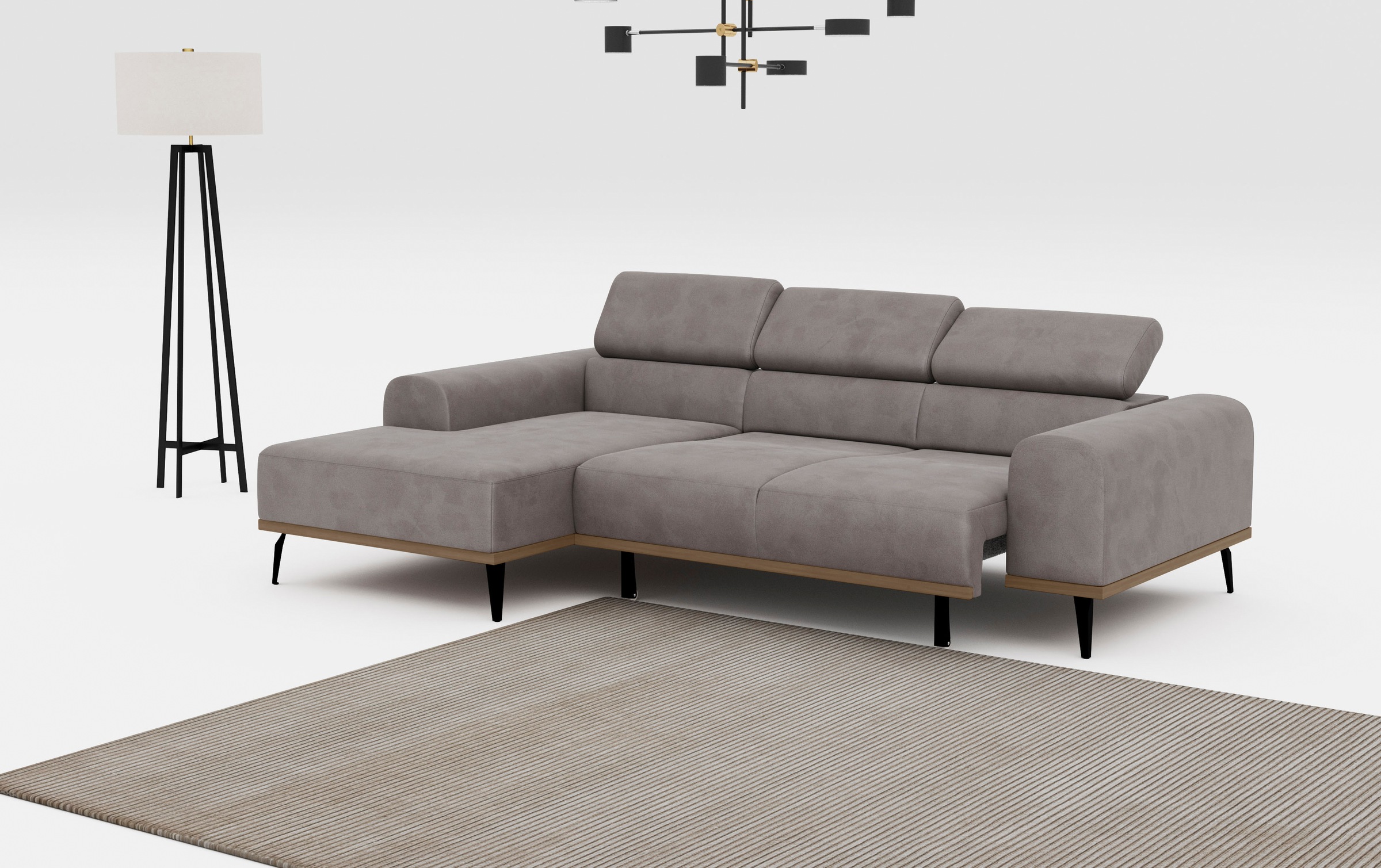 Home affaire Ecksofa »Carlo L-Form« mit Kopfteilverstellung & Holz-Rahmenoptik, wahlweise Relaxfunktion