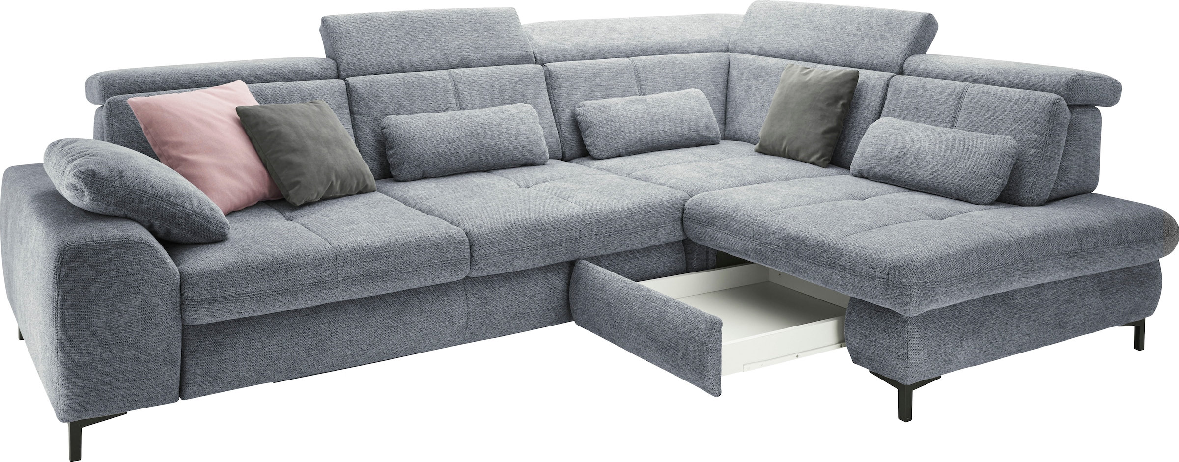 set one by Musterring Ecksofa »SO 3400 Sitzhöhe 47cm oder 49cm, Sitztiefe verstellbar, B/T 317/220 cm«, Kaltschaumpolsterung, Flachgewebe, whlw. mit weiteren Funktionen