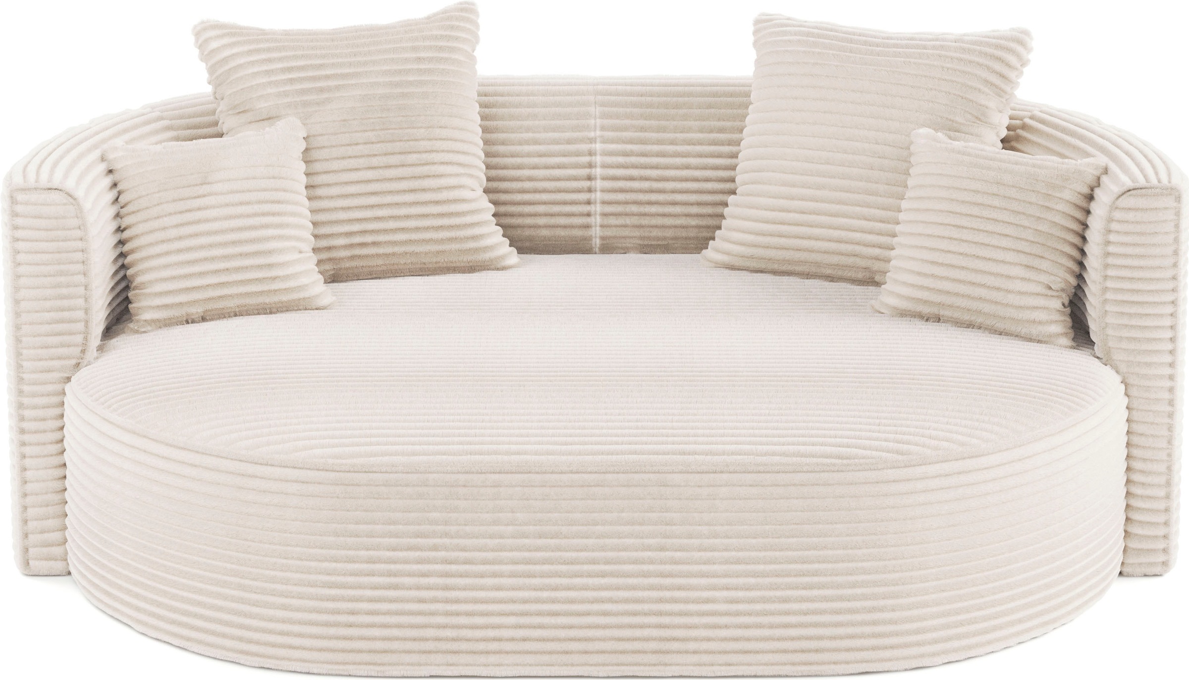 LeGer Home by Lena Gercke 2,5-Sitzer »ISALIE, rundes Loungesofa, mit Kissen, perfekt gepolstert«, moderne Stoffe, mit 4 Zierkissen, extra große Sitzfläche