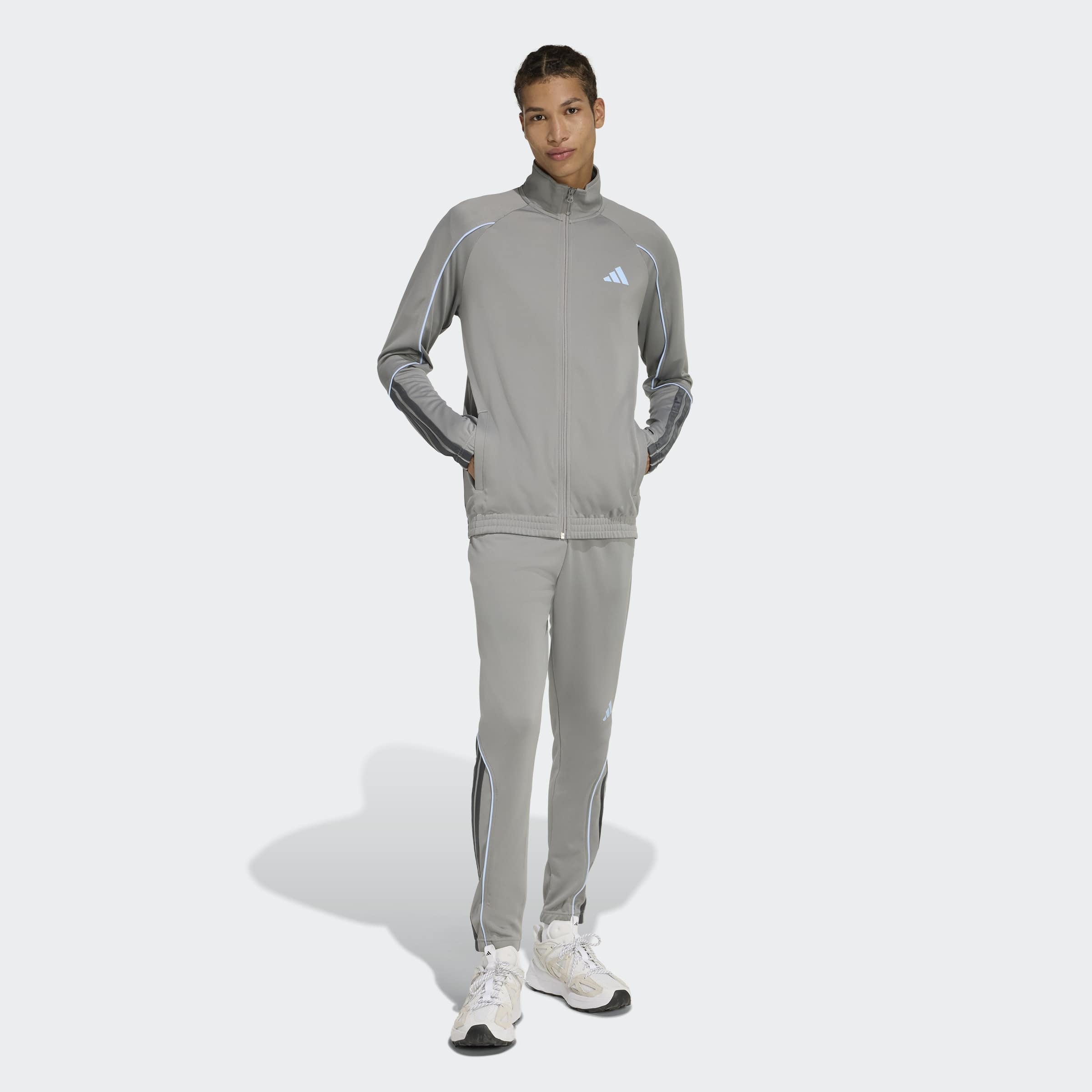 adidas Sportswear 1100000002199 "STADIUM 3-STREIFEN" 2 tlg. zweiteiliges Set aus Jacke und Hose, aus leichtem Polyester