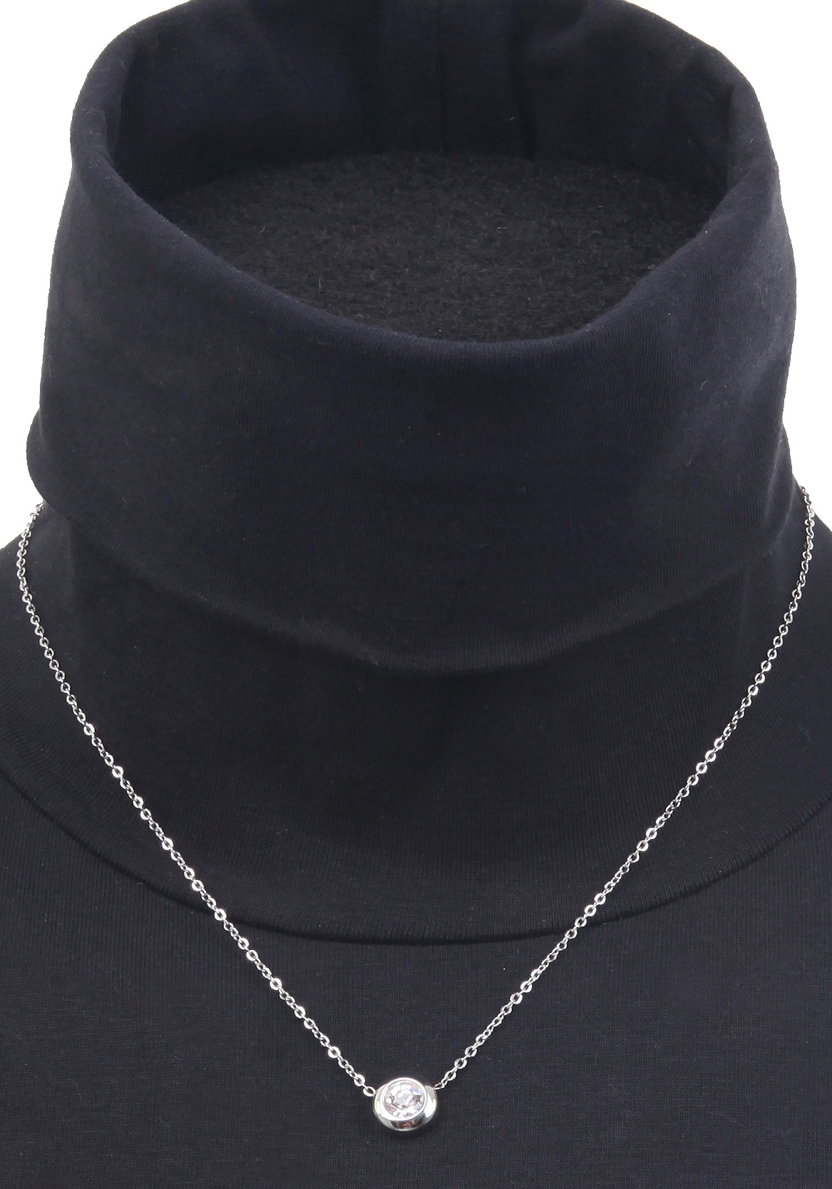 FIRETTI Solitaire Stainless Steel Necklace Silver 45.5cm 2