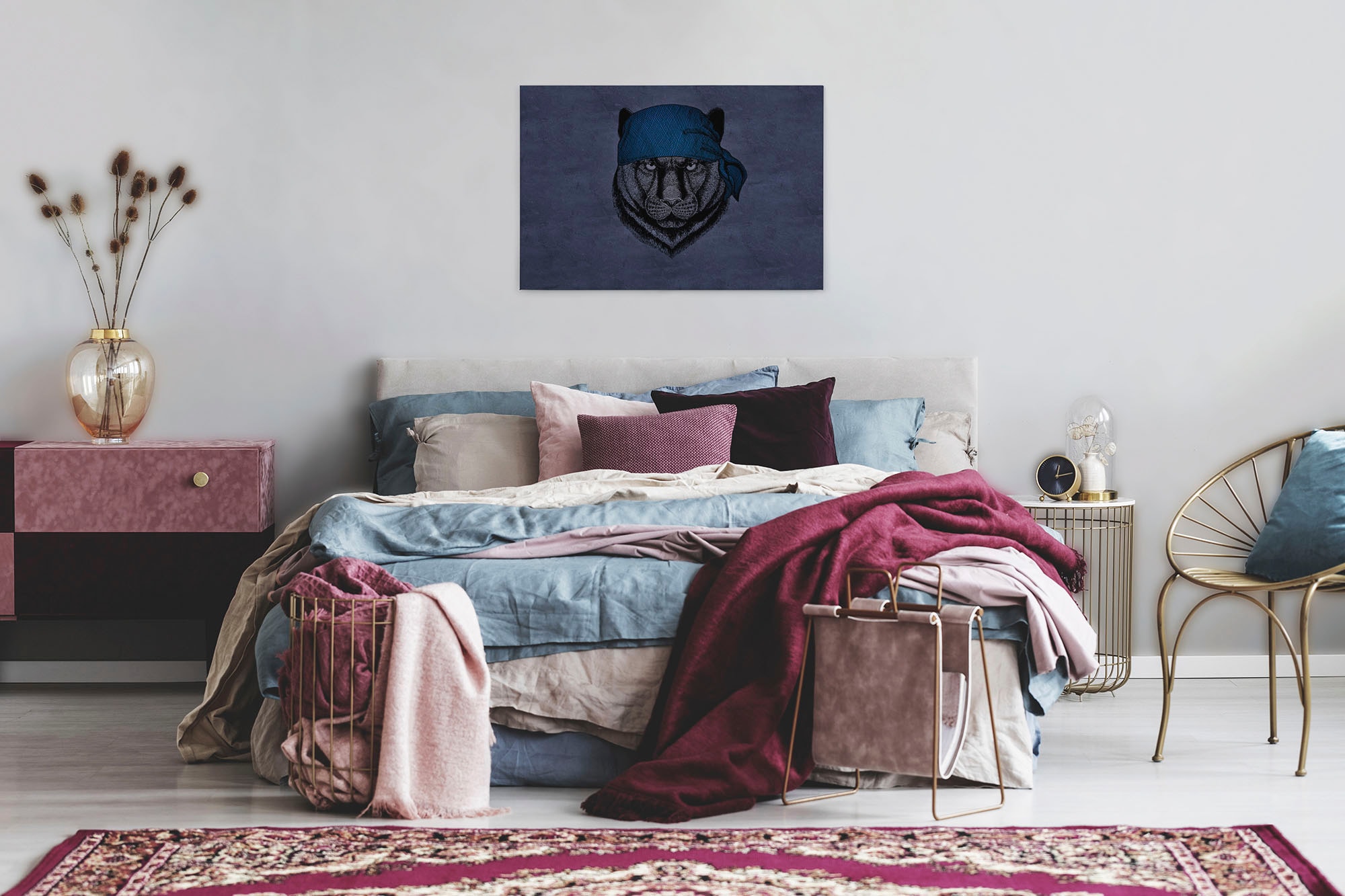 A.S. Création Leinwandbild »panther«, Kunst-Tiere-Kinder, (1 St.), Wild Tier Keilrahmen Panther Dschungel Leinwand-Bild Wohnzimmer modern