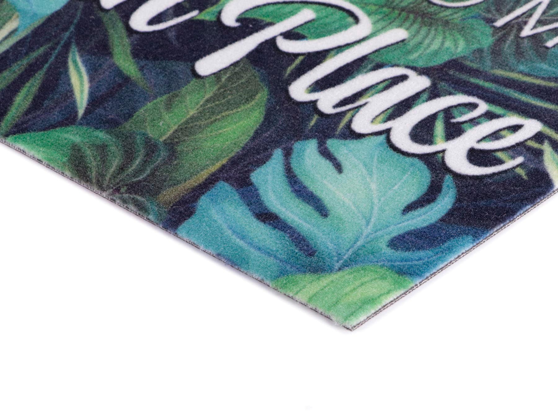 Primaflor-Ideen in Textil Fußmatte »VELVET - HIDDEN PLACE, Made in Belgium«, rechteckig, 5 mm Höhe, Schmutzfangmatte, Motiv Dschungel, mit Spruch, waschbar, rutschhemmend