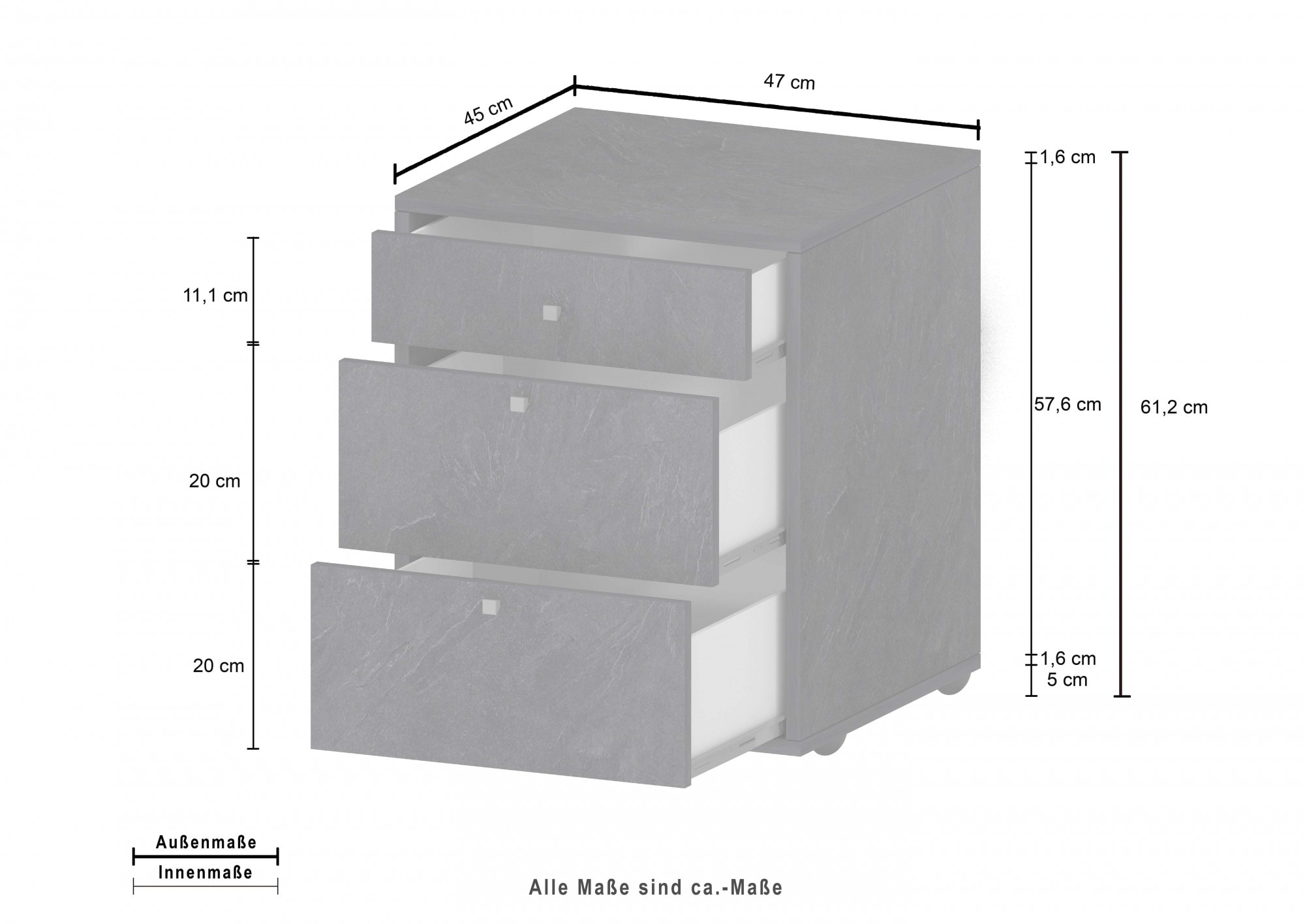 Tecnos Rollcontainer »Esse«, (1 St.), Höhe 61 BAUR mit Schreibtischcontainer, 3 Schubladen, | cm