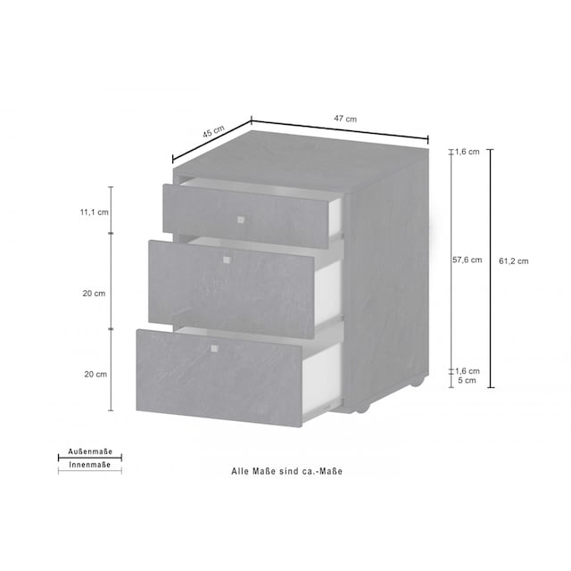 Tecnos Rollcontainer »Esse«, (1 St.), mit 3 Schubladen,  Schreibtischcontainer, Höhe 61 cm | BAUR