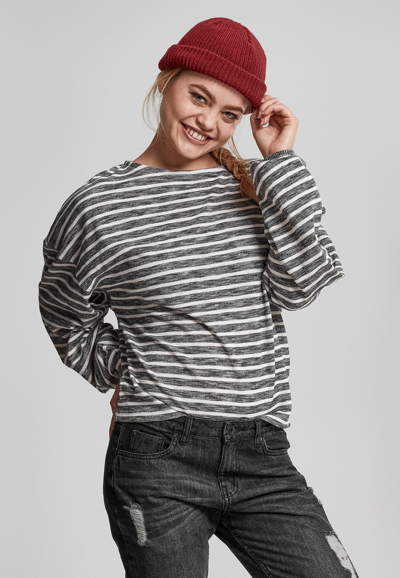 URBAN CLASSICS Sweater "Urban Classics Damen Ladies Oversize Stripe Pullover"