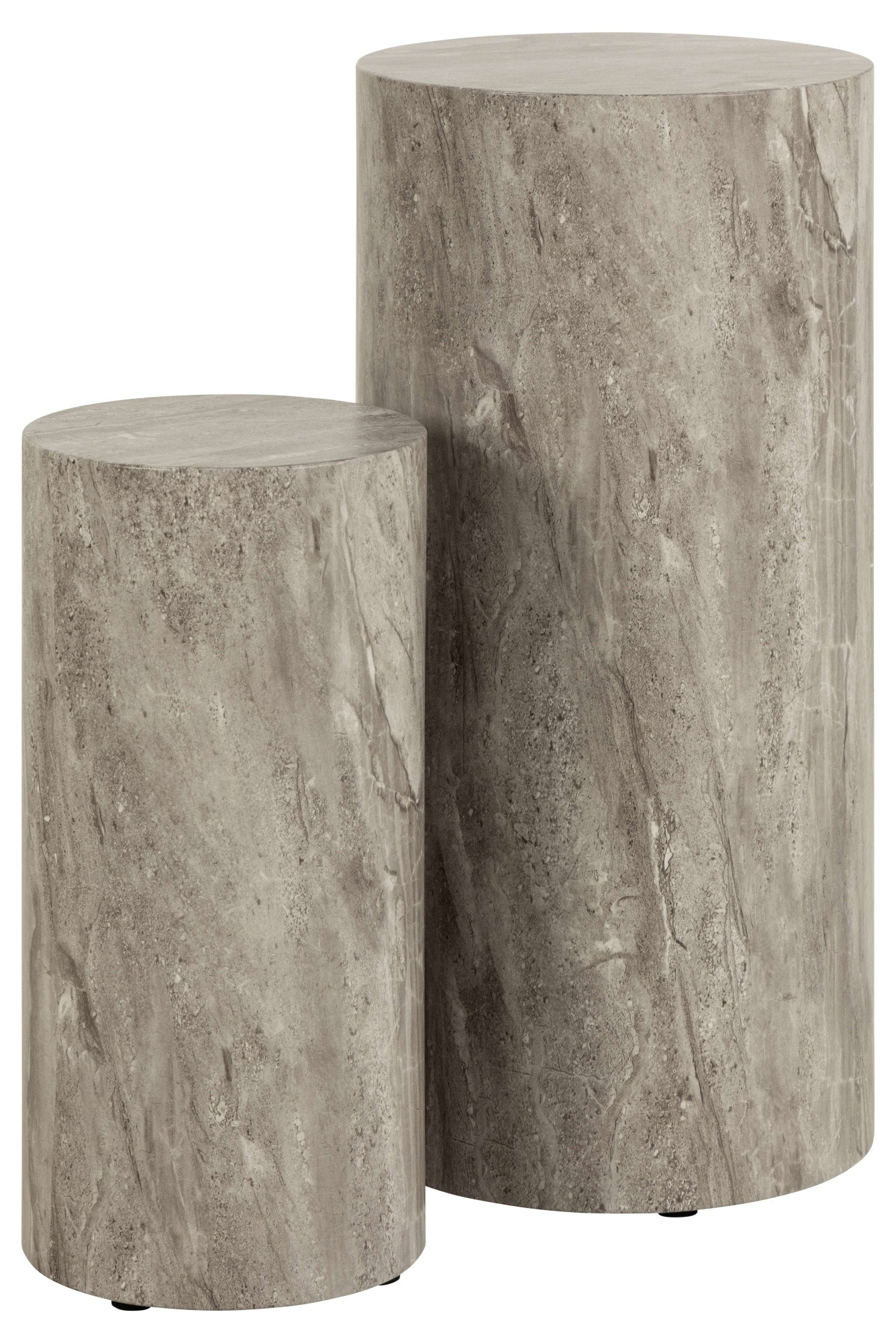 ACTONA GROUP Blumentisch »Dice«, (Set, 2 St., Im Set 2 Stück), Rund Blumenständer Satz, grau Mamor rau Papier, 2 stk, Ø34x70cm