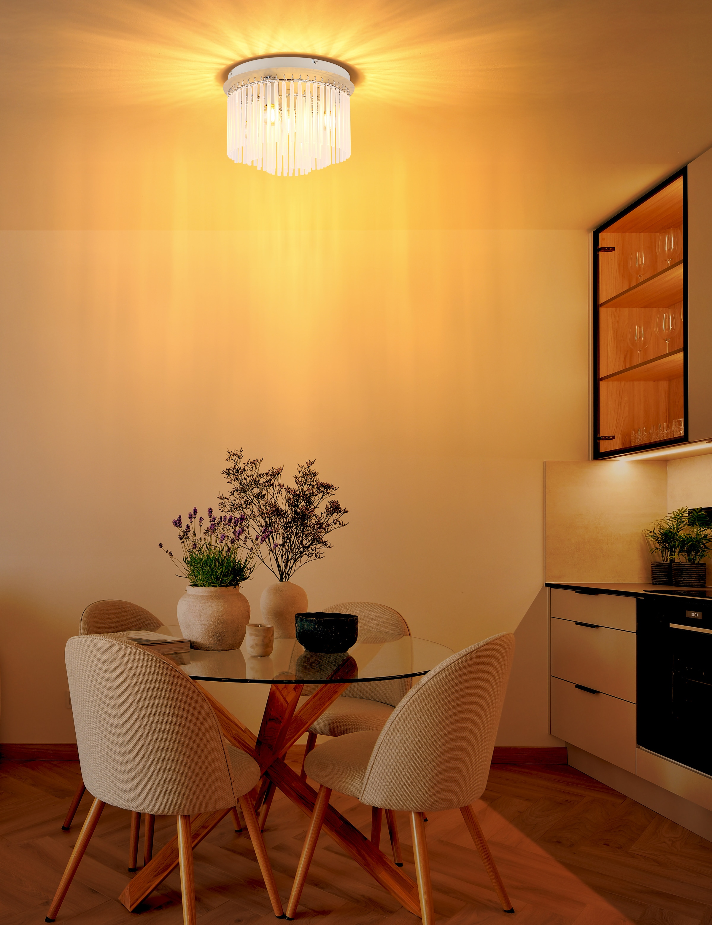 GLOBO LIGHTING Deckenleuchte »GORLEY« E14 1 Stk. Deckenleuchte für Wohn- & Esszimmer Glasstäbe