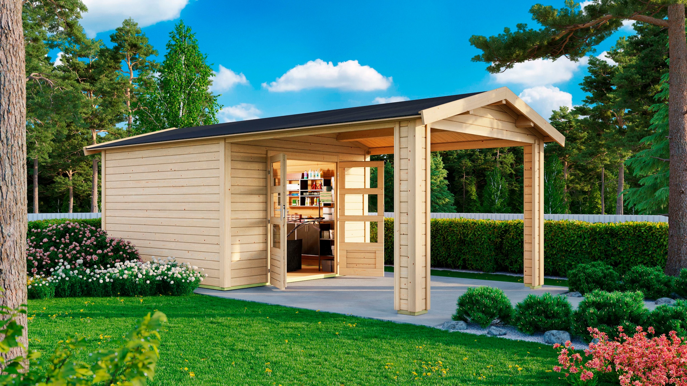 Karibu Gartenhaus "Theres 3" mit Dachausbauelement, naturbelassen günstig online kaufen