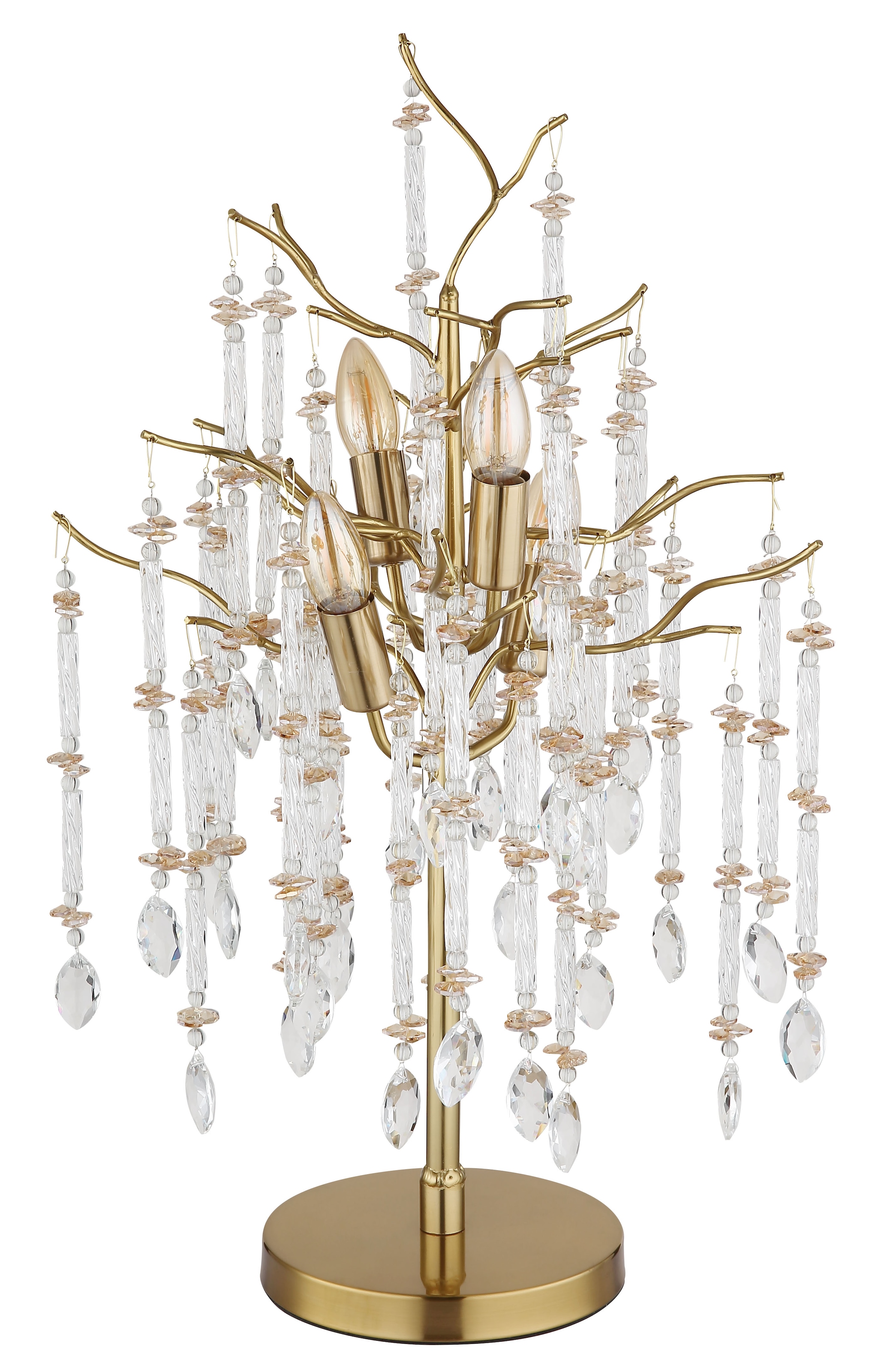 GLOBO LIGHTING Tischleuchte »GLORIA« E14 1 Stk. Tischleuchte gold matt mit dekorativen Glaskristallen