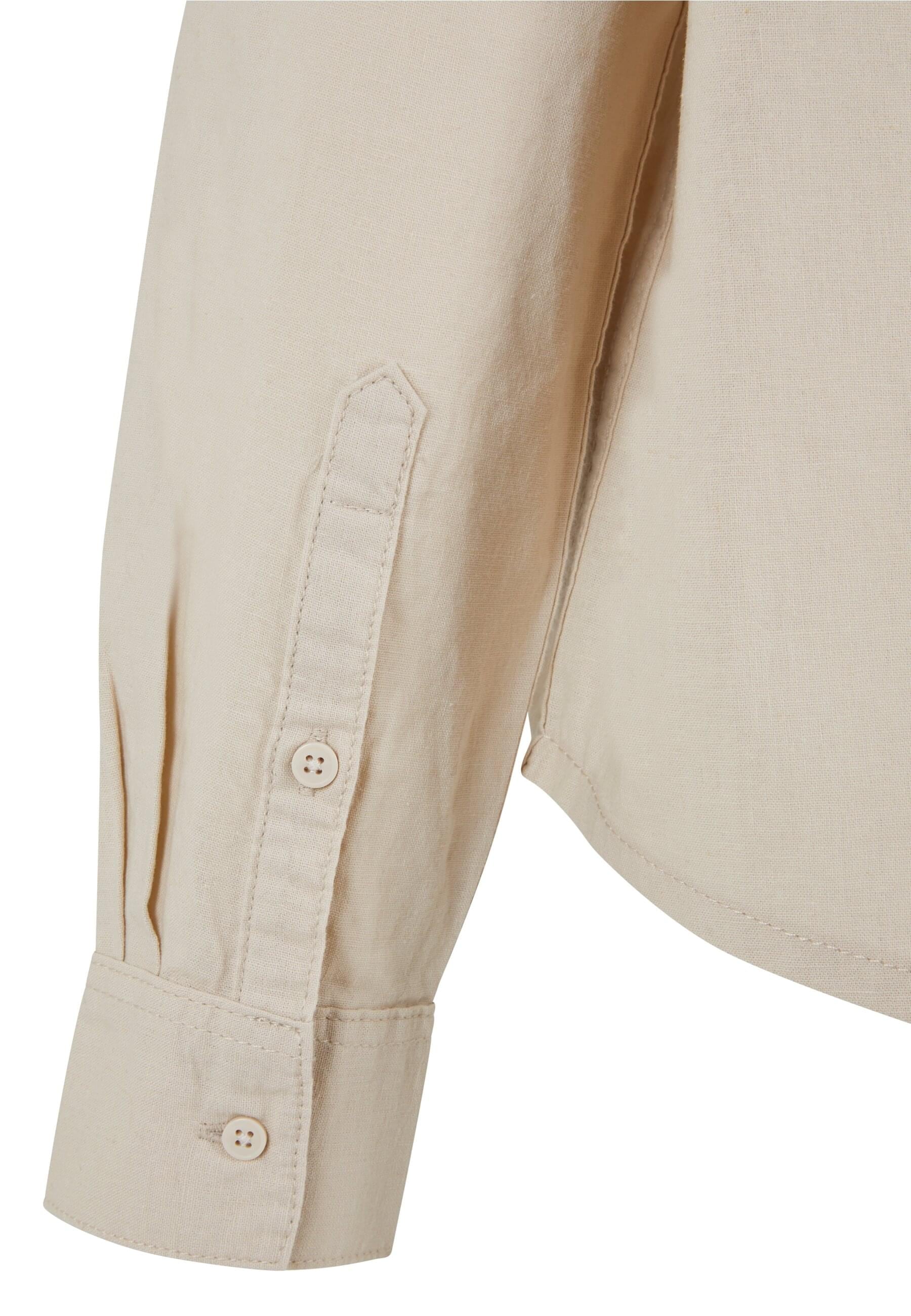 URBAN CLASSICS Langarmhemd »Urban Classics Damen Ladies Linen Mixed Oversized Shirt«