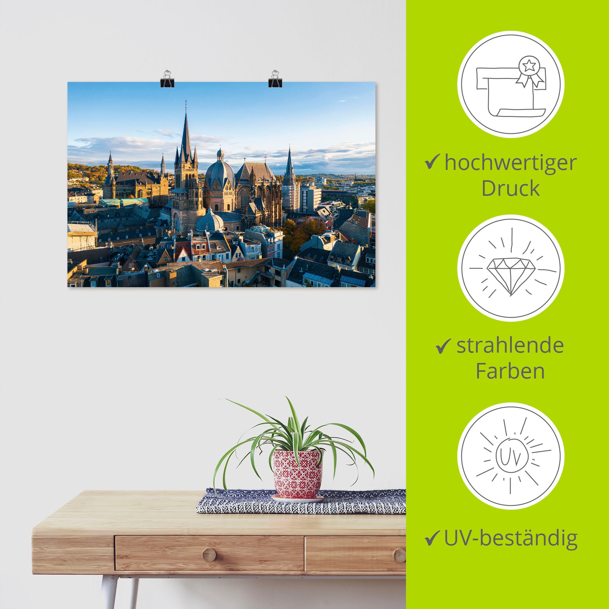 Artland Wandbild »Aachen Skyline II«, Aachen, (1 St.), als Alubild, Leinwandbild, Wandaufkleber oder Poster in versch. Größen