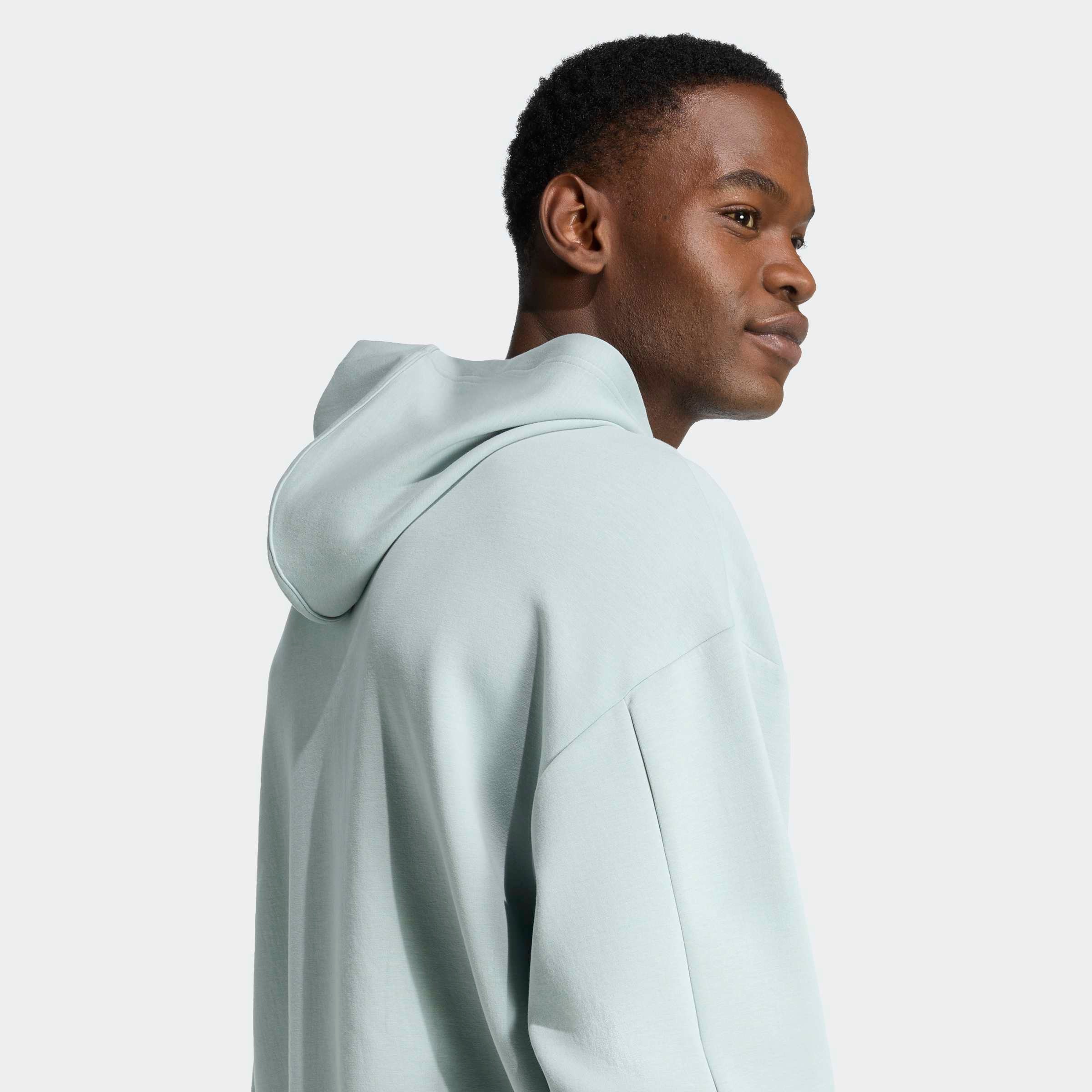 Kapuzensweatshirt ADIDAS SPORTSWEAR "SOFT LUX HOODIE", Herren, Gr. L, wonder sage, Obermaterial: 51% Polyester, 25% Modal, 15% Baumwolle, 9% Elasthan, normal, Rundhals, angesetztes Bündchen, Sweatshirts, mit Kapuze, für Sportmode und Freizeit, mit 3-Strei 2