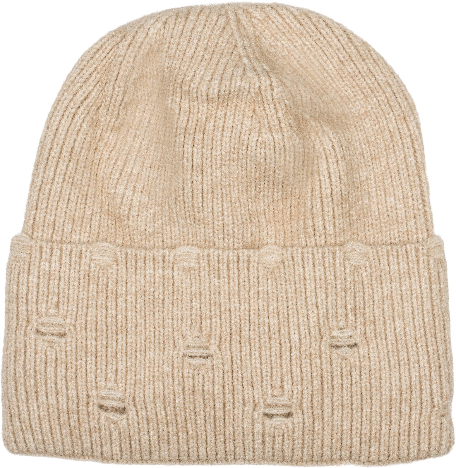 styleBREAKER Strickmütze "Strickmütze mit Rippenmuster und Rissen" 1 Stk.