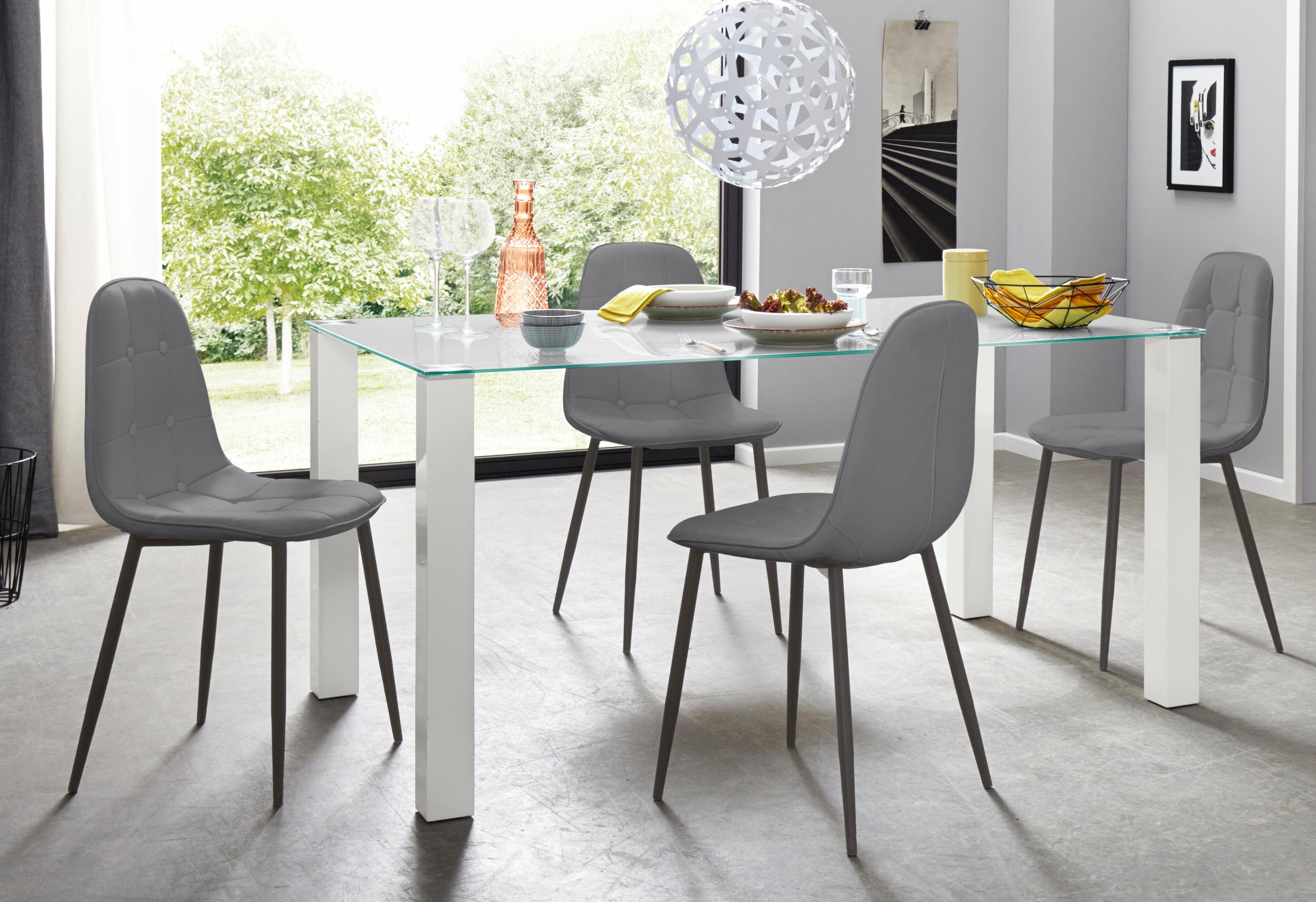 INOSIGN Essgruppe Set, 5 Stk. tlg. mit Glastisch, Breite 160 cm günstig online kaufen