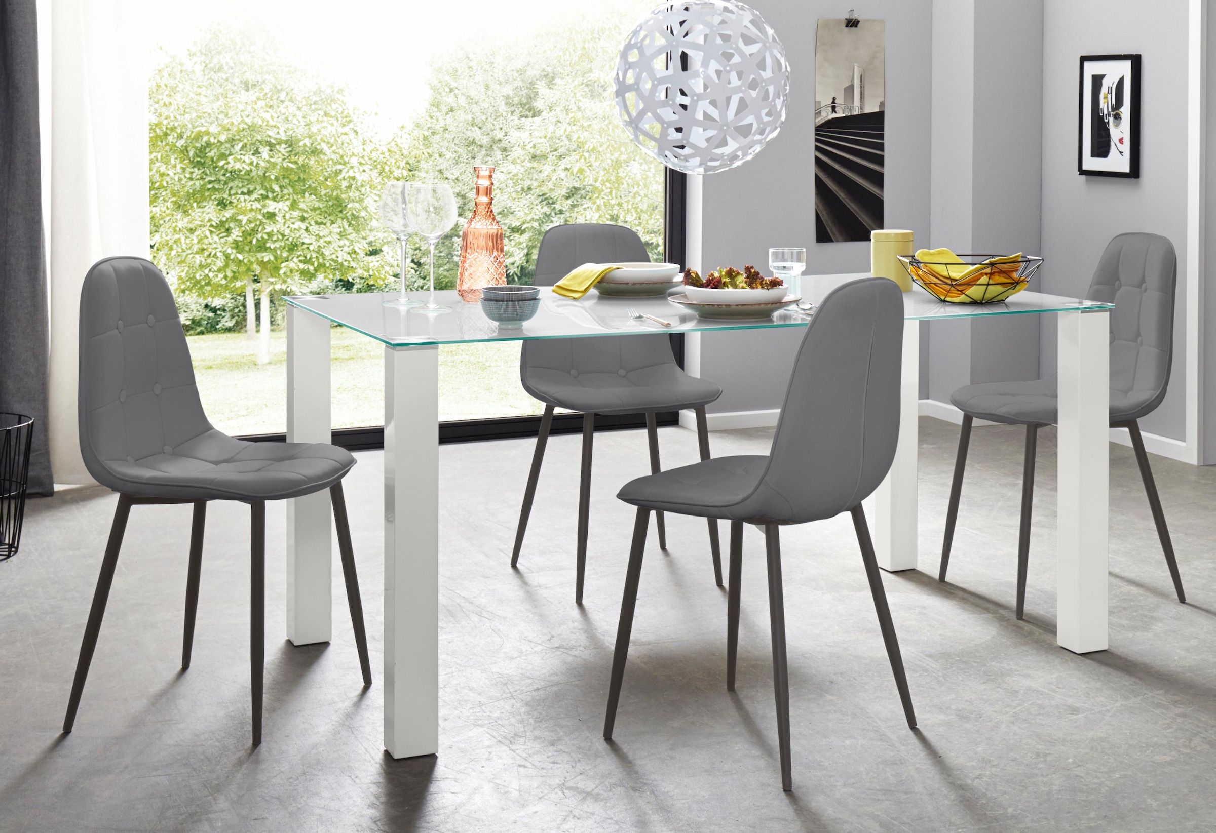 OTTO home Essgruppe Set, 5 Stk. tlg. mit Glastisch, Breite 160 cm günstig online kaufen