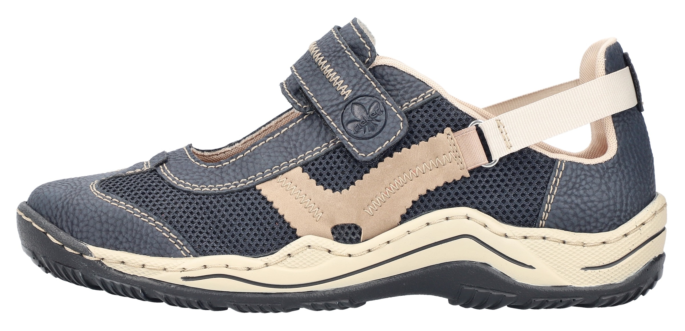 Rieker Klettschuh, Schlupfschuh, Slip on Sneaker mit farblich abgesetzten Ziernähten