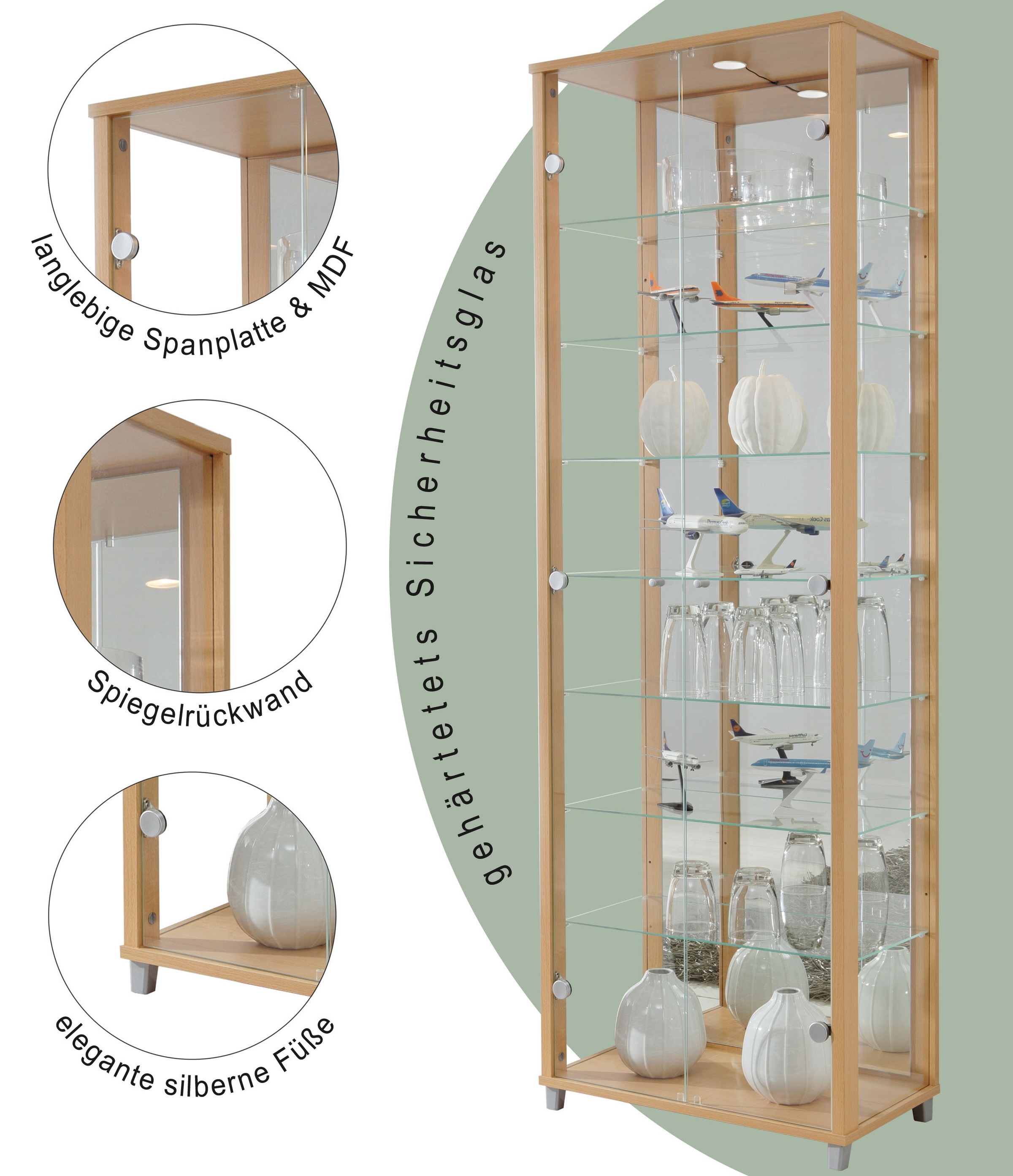 fif möbel Vitrine »OPTIMA«, Standvitrine/Glasvitrine 2x Glastür,perfekt für Sammler,Sammlervitrine