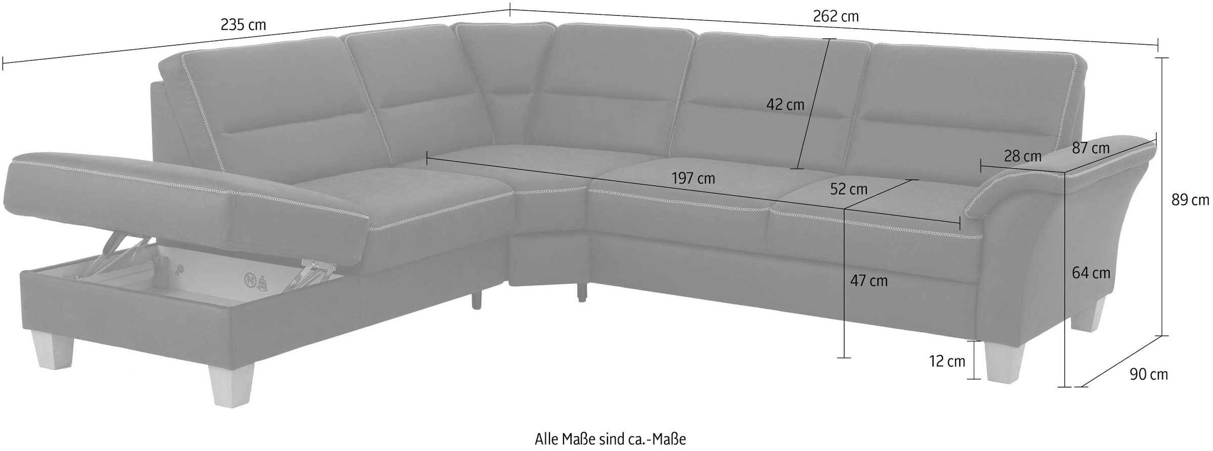 Home affaire Ecksofa »Soleo L-Form« komfortabel durch Trapezecke mit Relaxfunktion, auch mit Bettfunktion